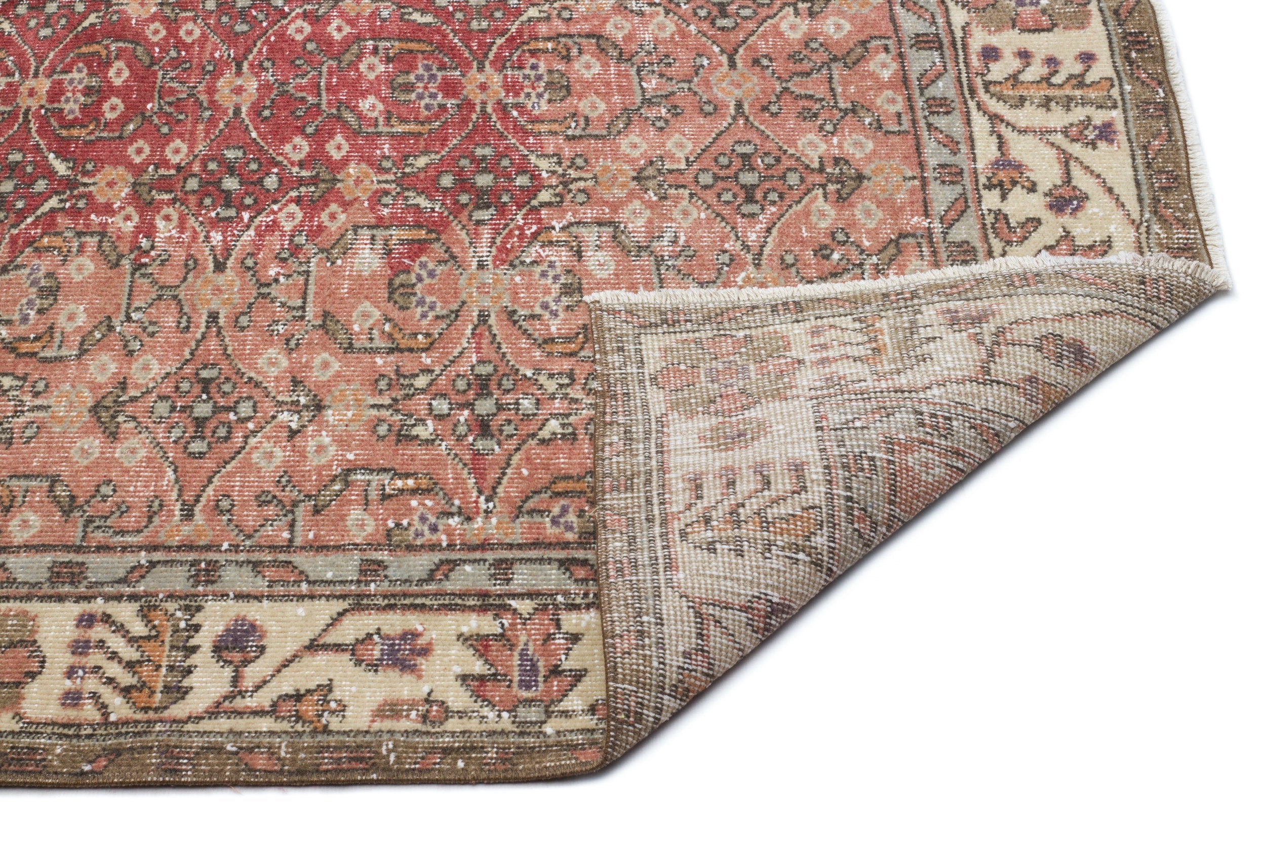 Atina Beige Vintage Wool Handmade Area Rug 4'10" x 9'7"
