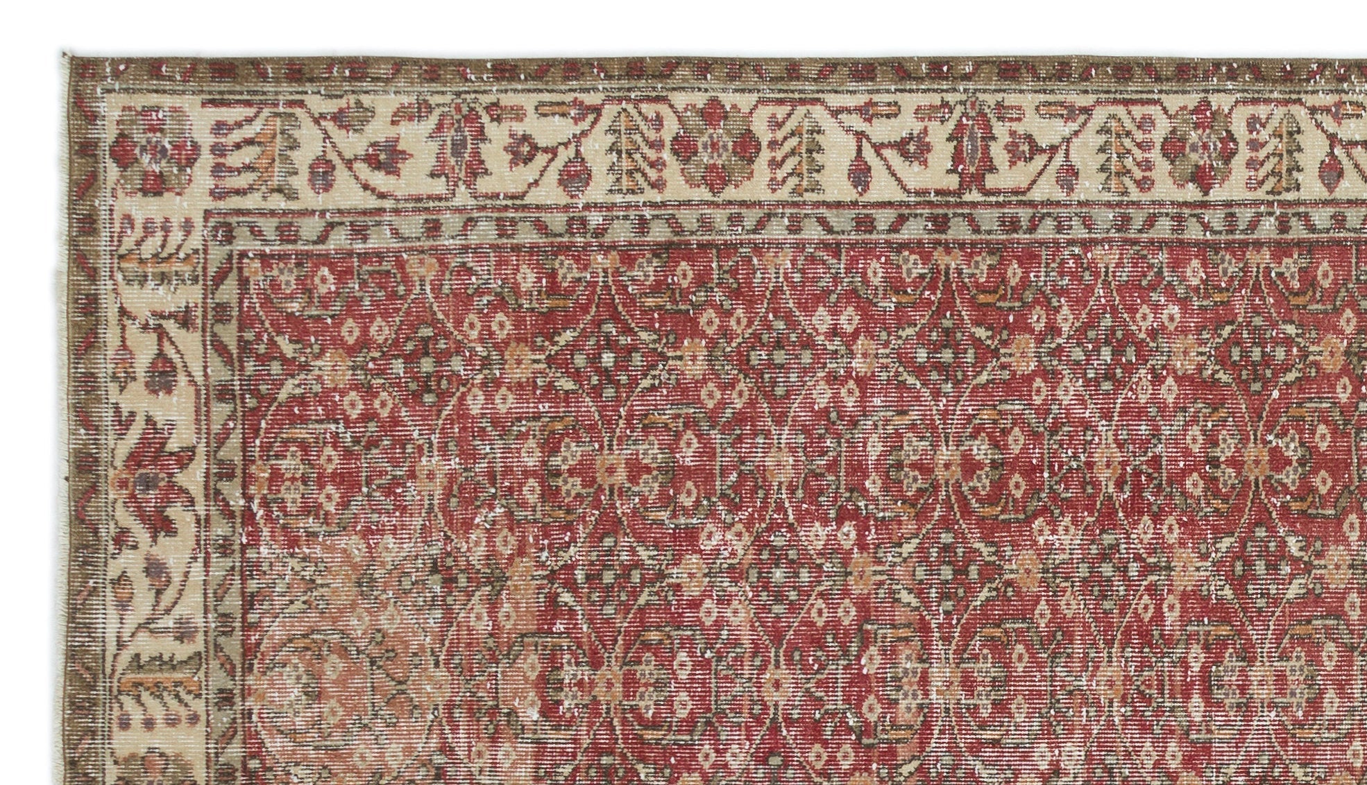 Atina Beige Vintage Wool Handmade Area Rug 4'10" x 9'7"