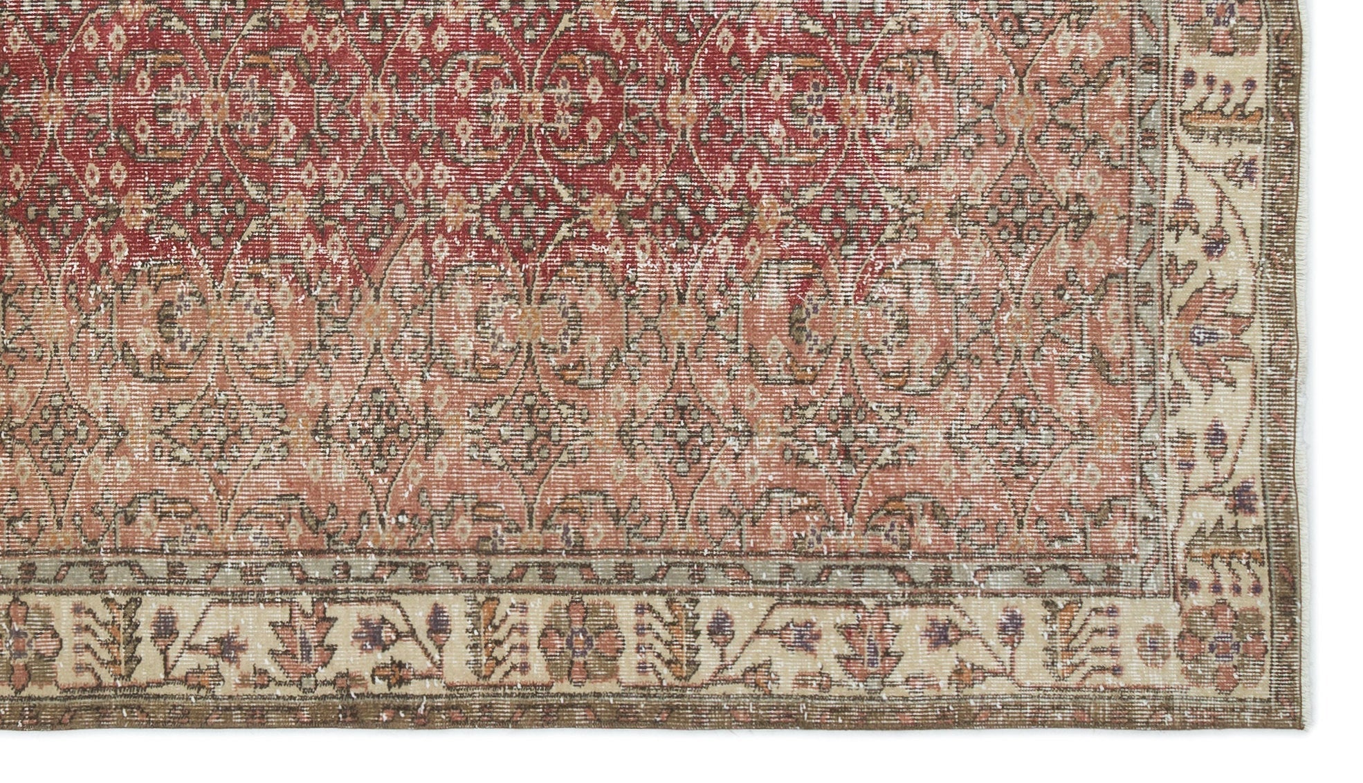 Atina Beige Vintage Wool Handmade Area Rug 4'10" x 9'7"