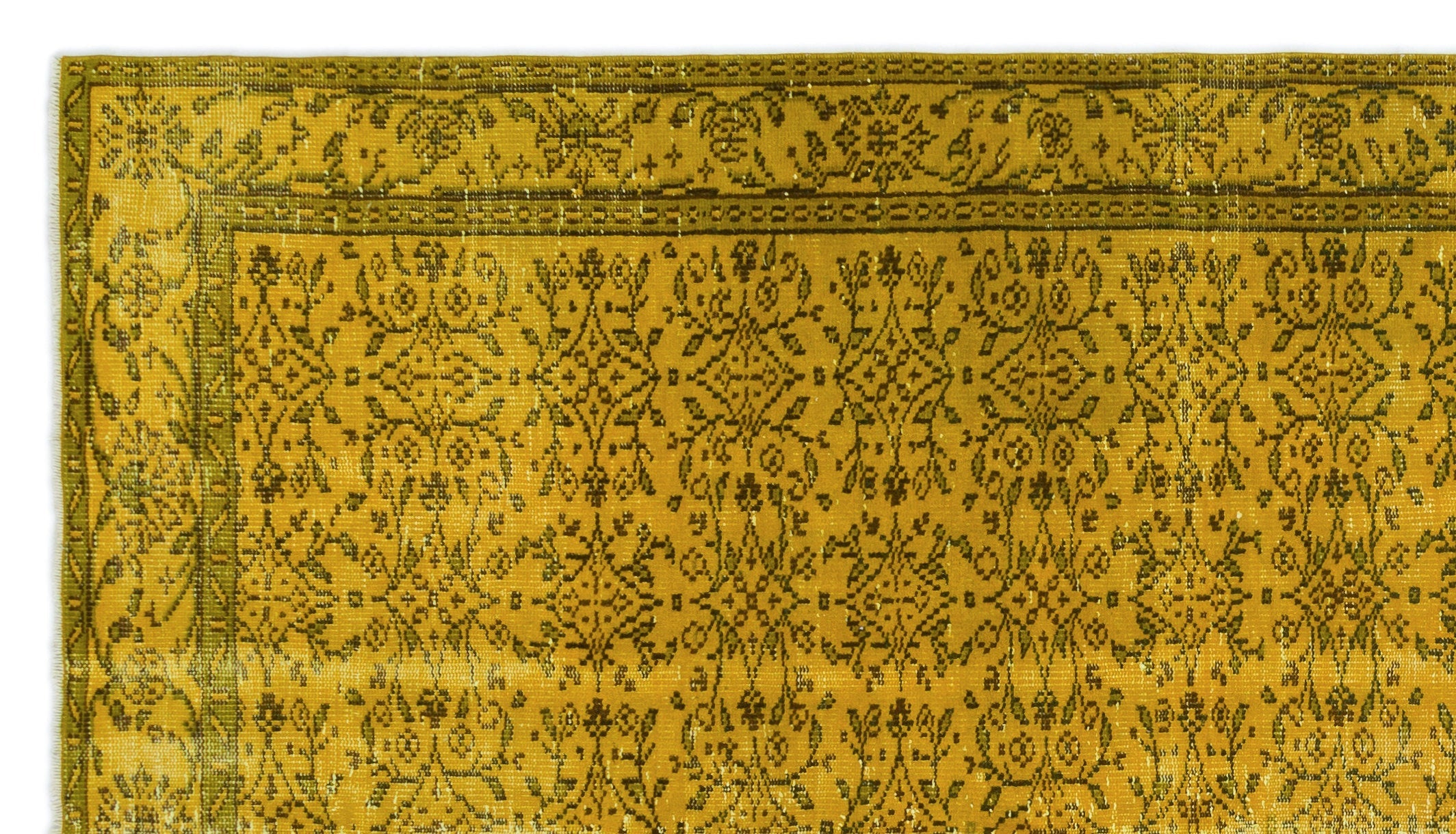 Atina Yellow Vintage Wool Handmade Area Rug 5'8" x 9'8"