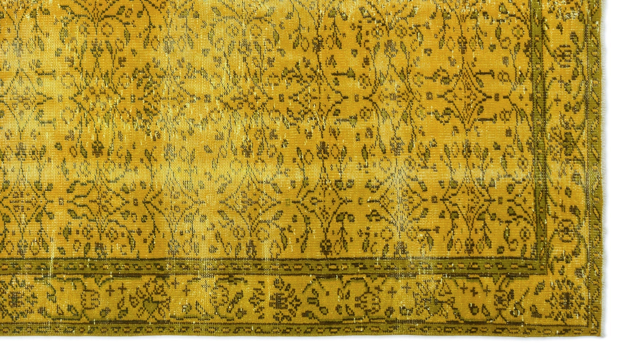 Atina Yellow Vintage Wool Handmade Area Rug 5'8" x 9'8"