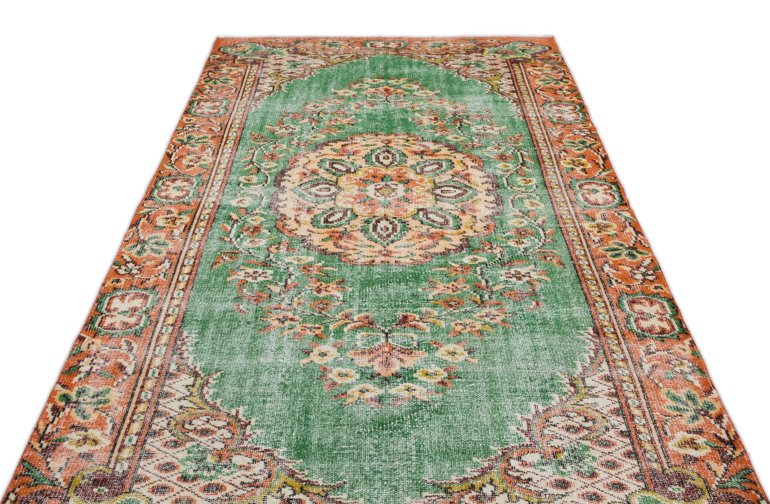 Atina Cream Vintage Wool Handmade Area Rug 5'6" x 9'7"