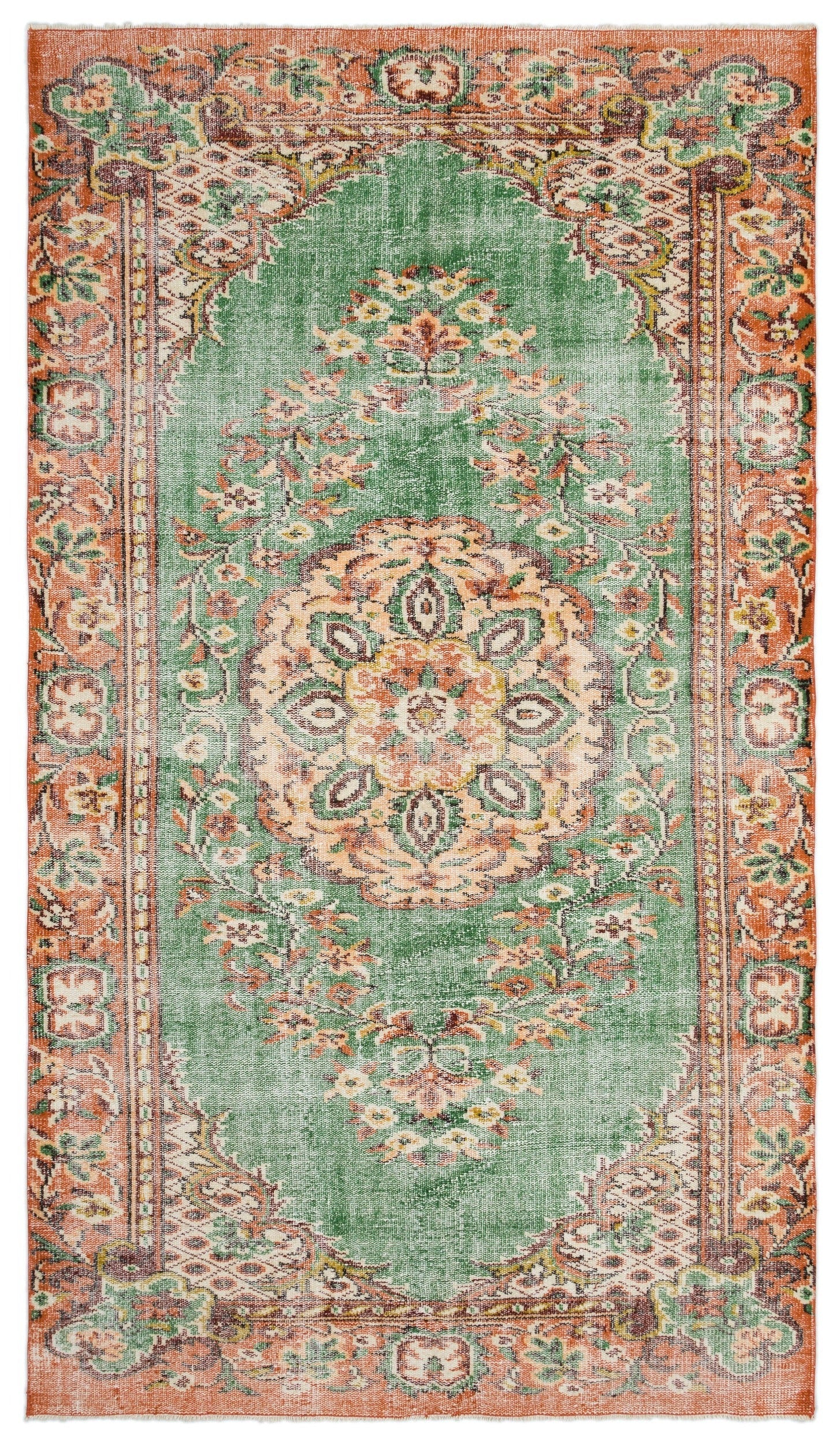 Atina Cream Vintage Wool Handmade Area Rug 5'6" x 9'7"