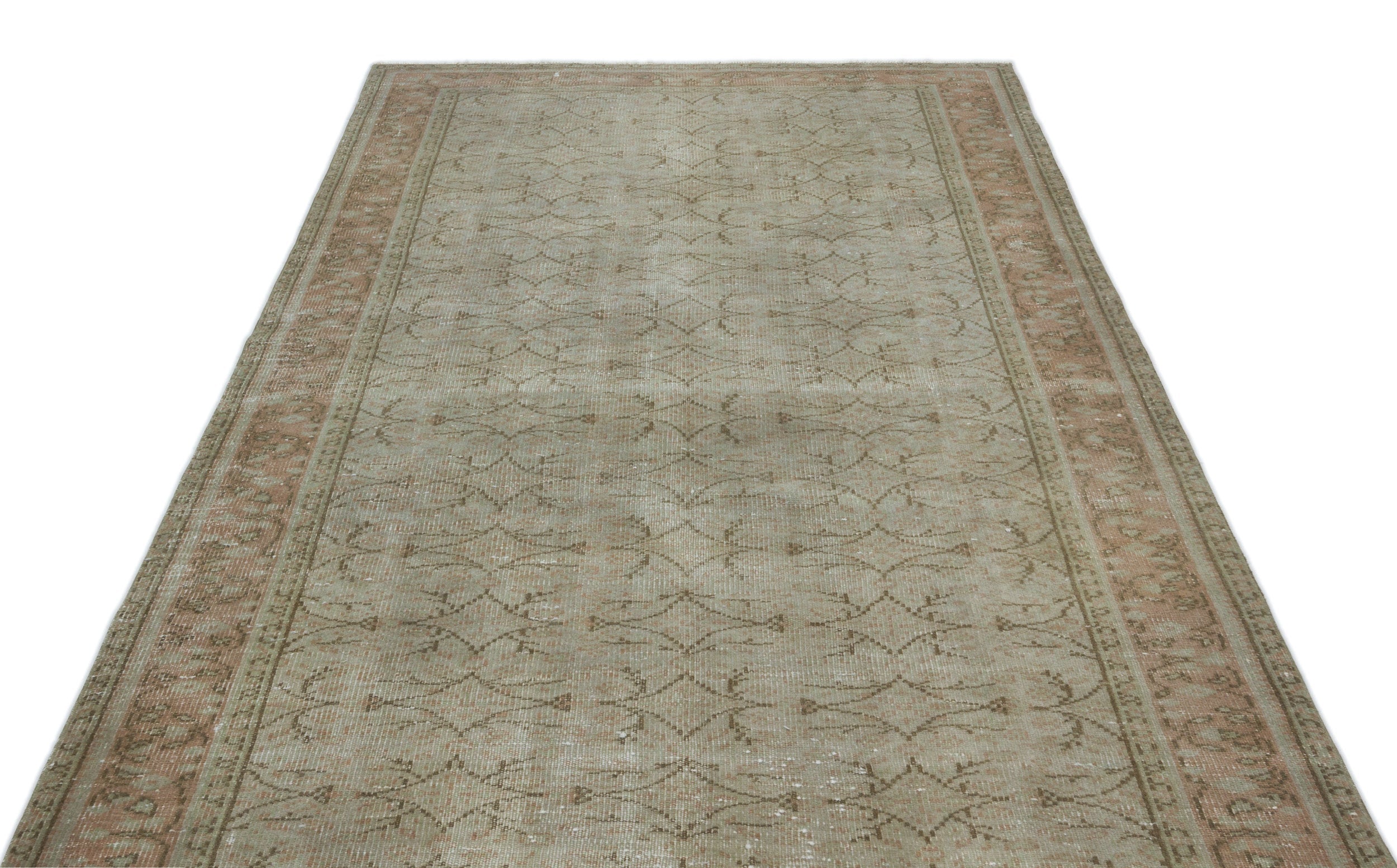 Atina Green Vintage Wool Handmade Area Rug 5'0" x 8'9"