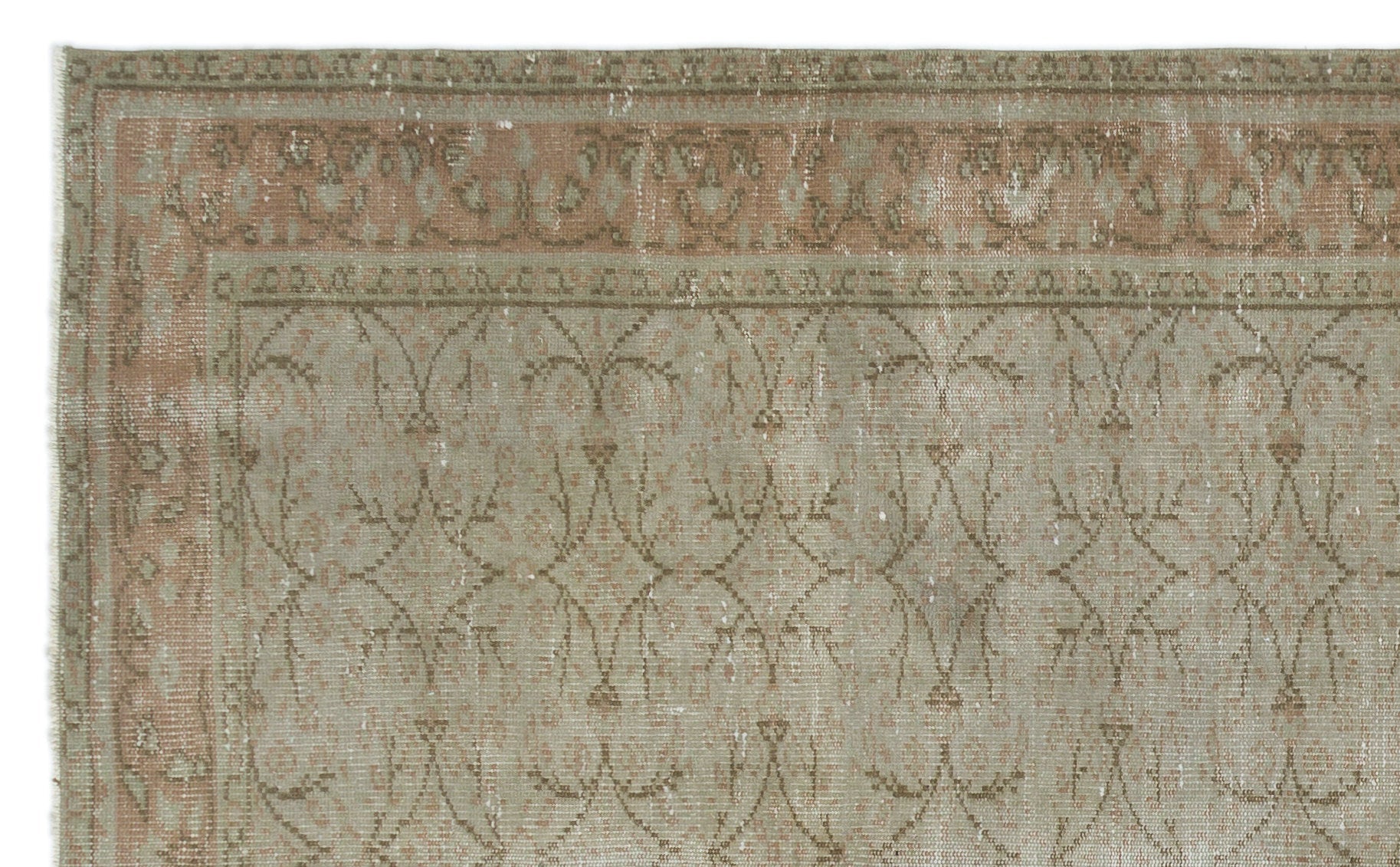 Atina Green Vintage Wool Handmade Area Rug 5'0" x 8'9"