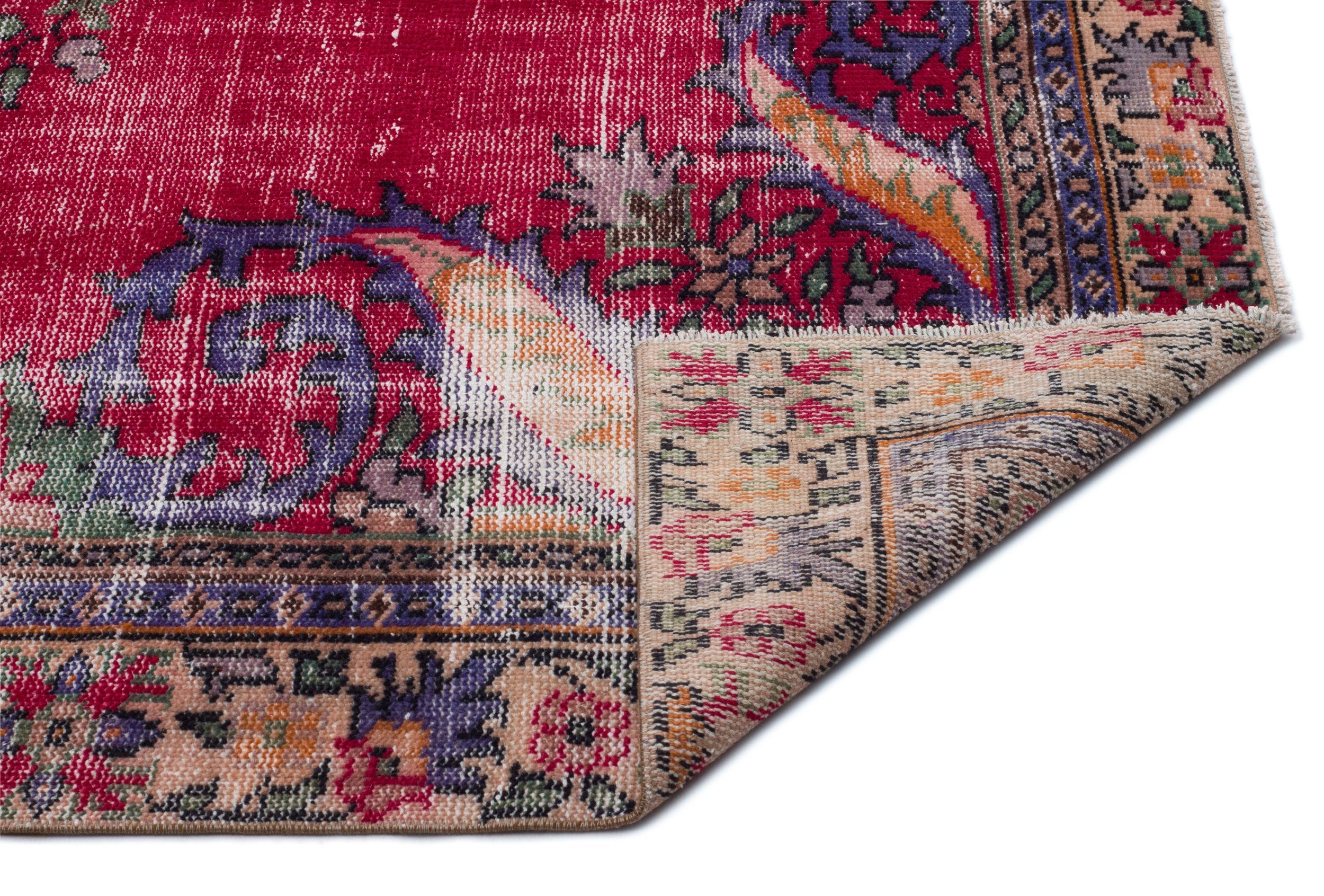 Atina Red Vintage Wool Handmade Area Rug 6'2" x 9'5"