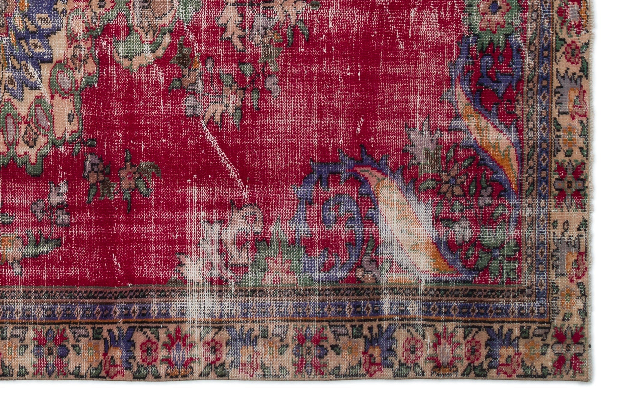 Atina Red Vintage Wool Handmade Area Rug 6'2" x 9'5"