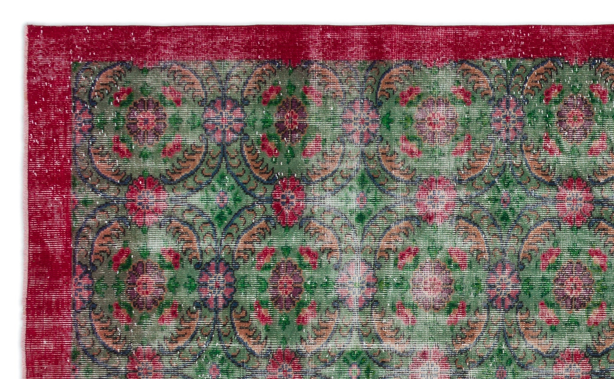 Atina Green Vintage Wool Handmade Area Rug 5'8" x 9'4"