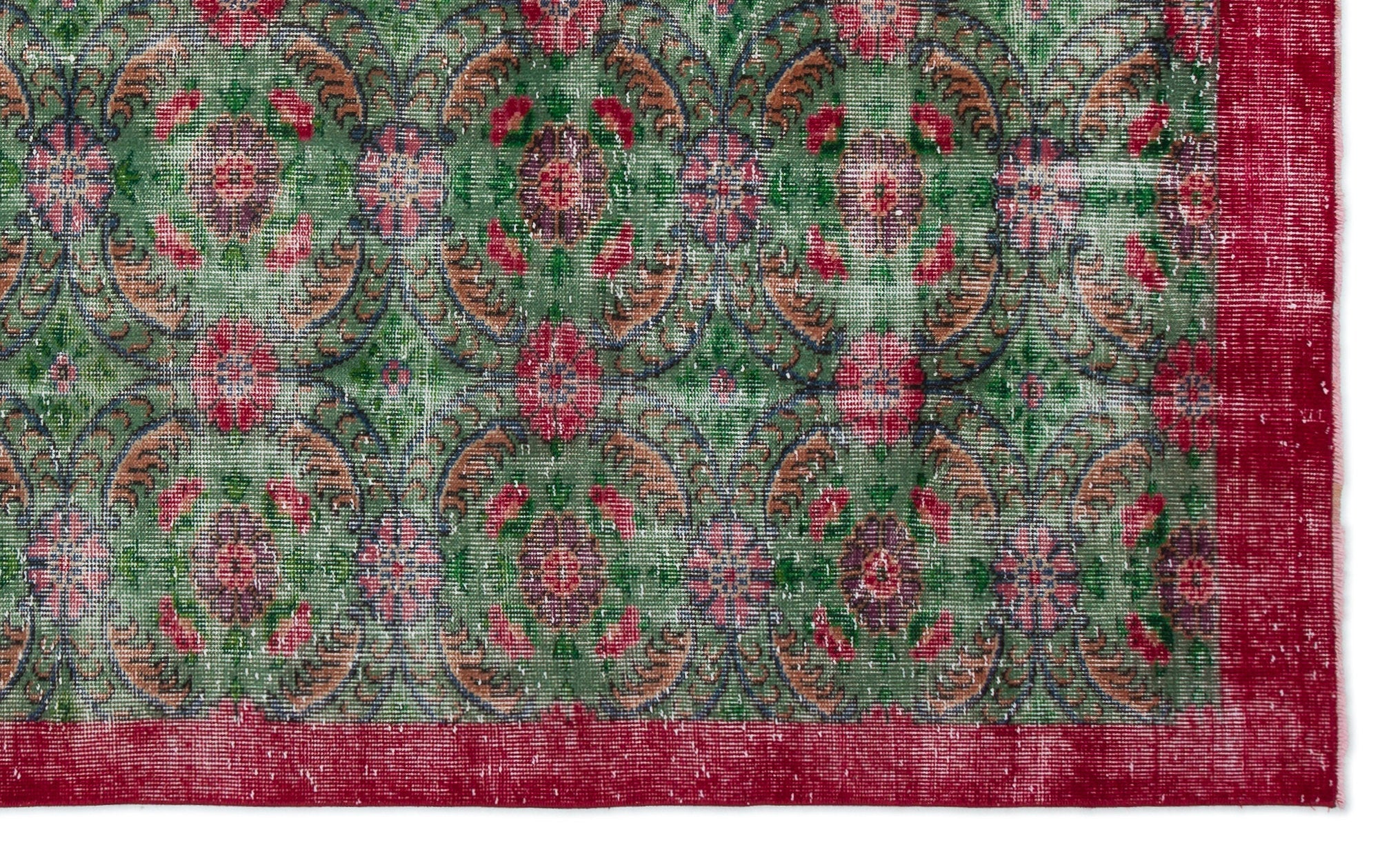 Atina Green Vintage Wool Handmade Area Rug 5'8" x 9'4"
