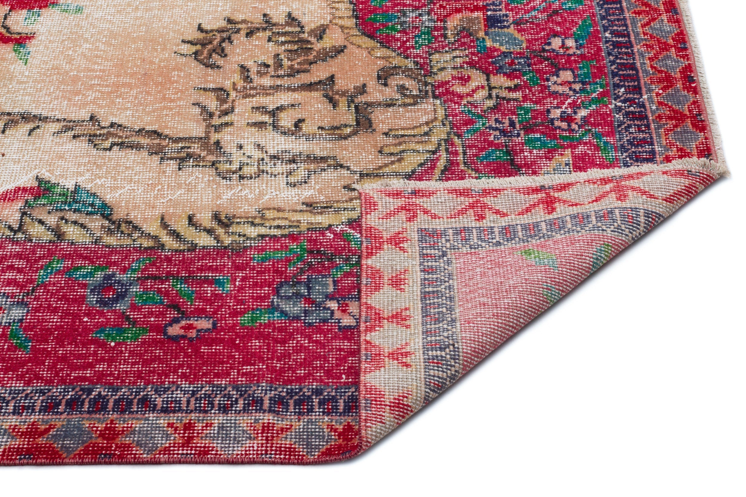 Atina Red Vintage Wool Handmade Area Rug 5'4" x 9'2"