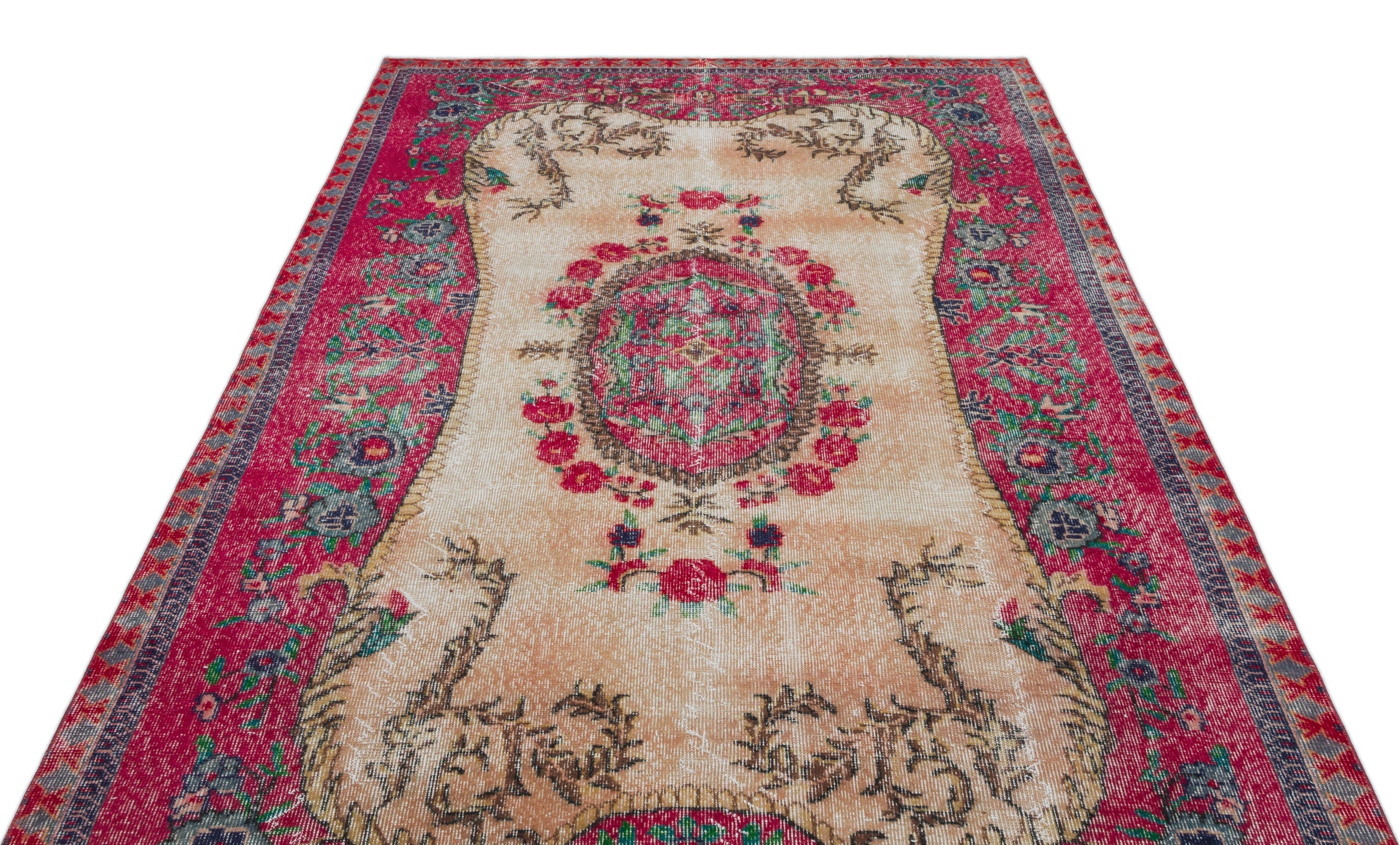 Atina Red Vintage Wool Handmade Area Rug 5'4" x 9'2"