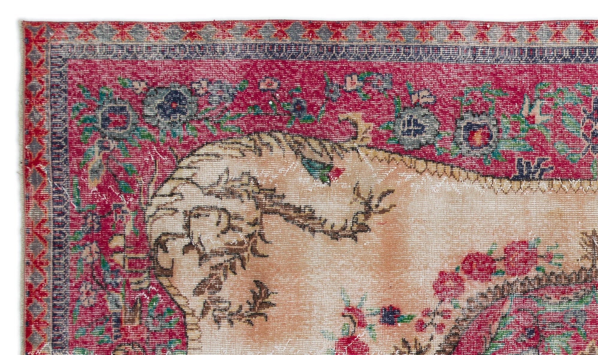 Atina Red Vintage Wool Handmade Area Rug 5'4" x 9'2"