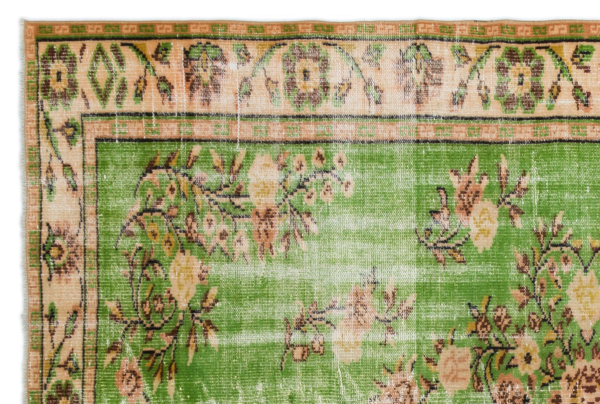 Atina Green Vintage Wool Handmade Area Rug 6'0" x 9'1"