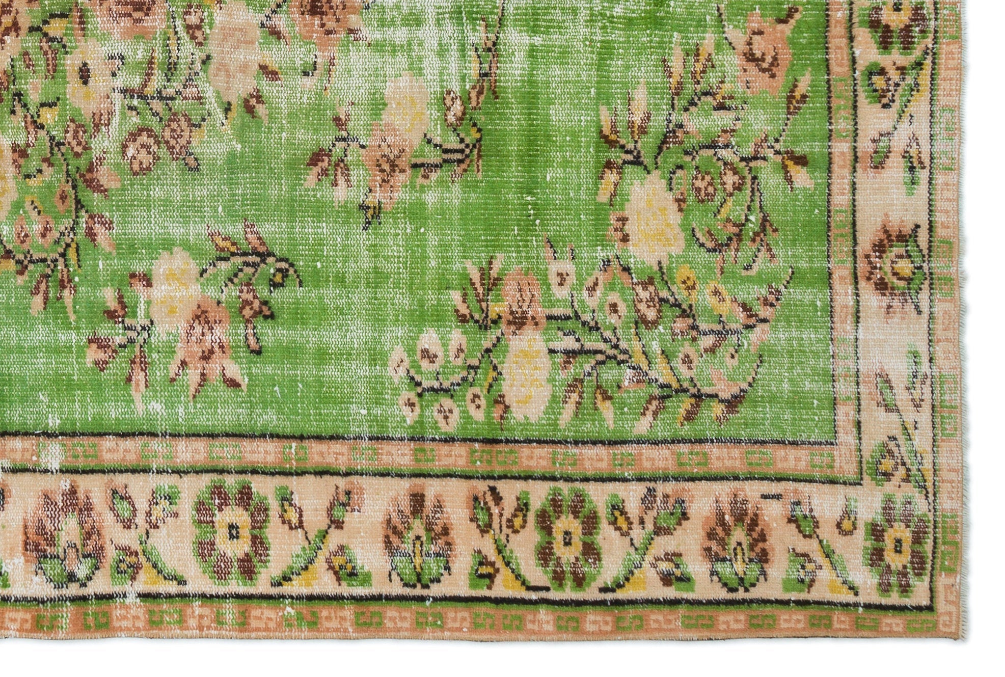 Atina Green Vintage Wool Handmade Area Rug 6'0" x 9'1"