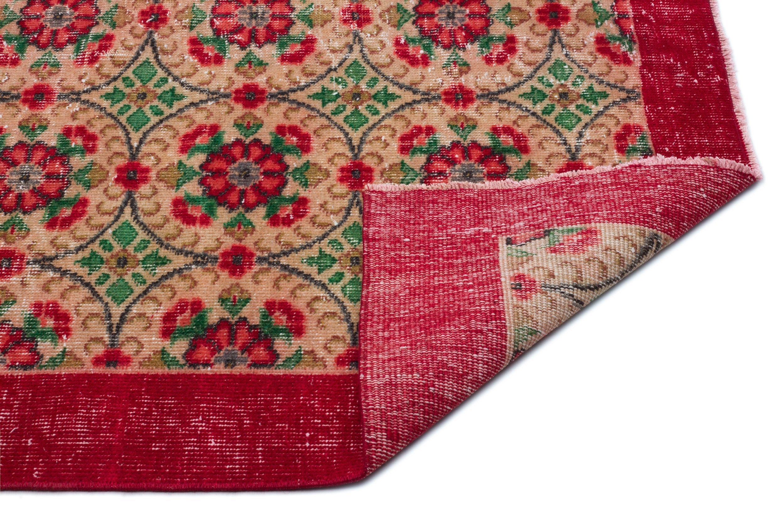 Atina Red Vintage Wool Handmade Area Rug 5'10" x 8'9"