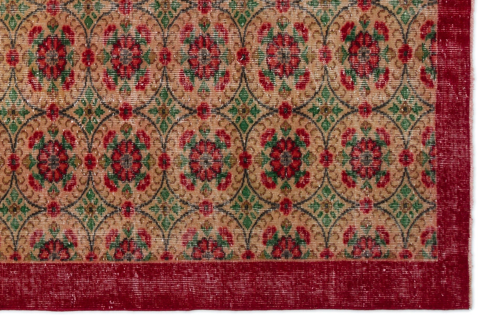 Atina Red Vintage Wool Handmade Area Rug 5'10" x 8'9"