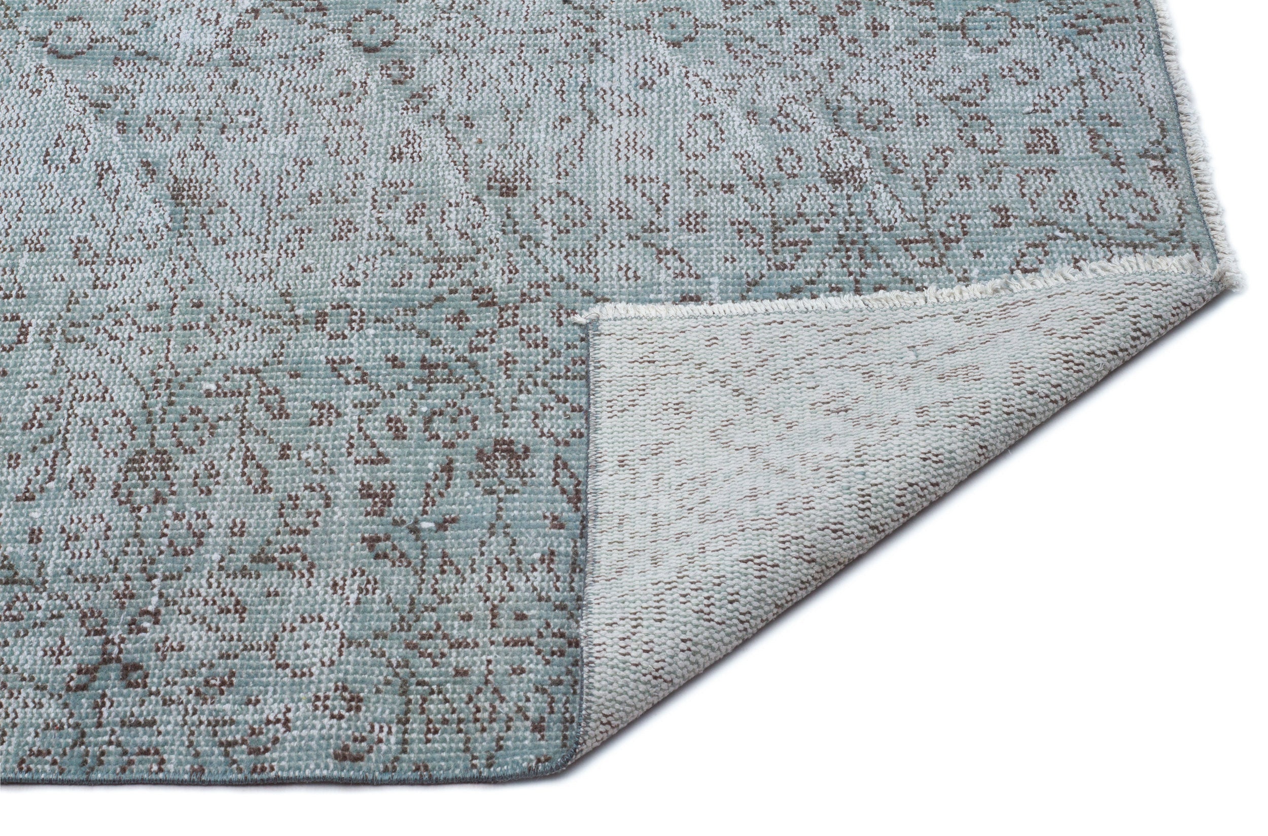 Atina Blue Vintage Wool Handmade Area Rug 4'10" x 8'7"