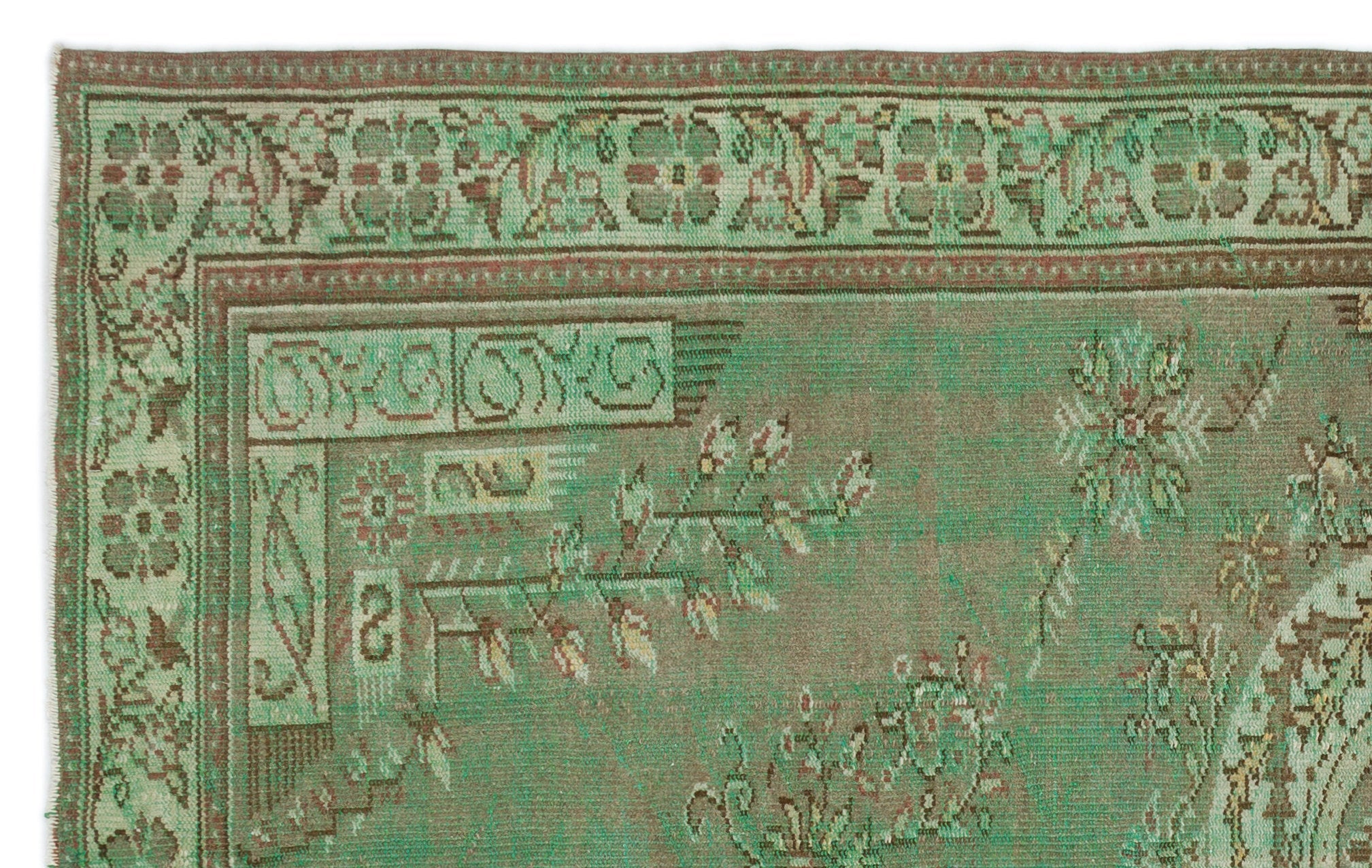Atina Green Vintage Wool Handmade Area Rug 5'10" x 9'4"