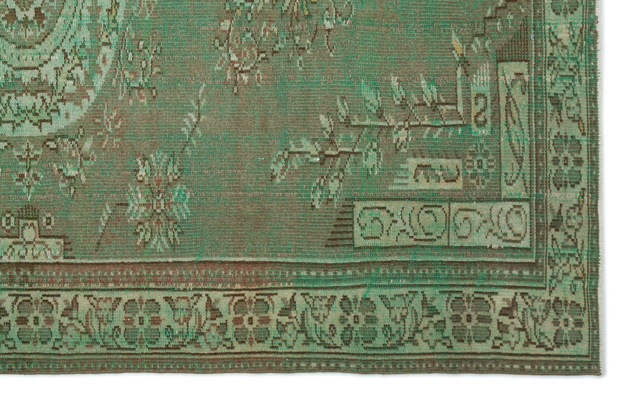Atina Green Vintage Wool Handmade Area Rug 5'10" x 9'4"