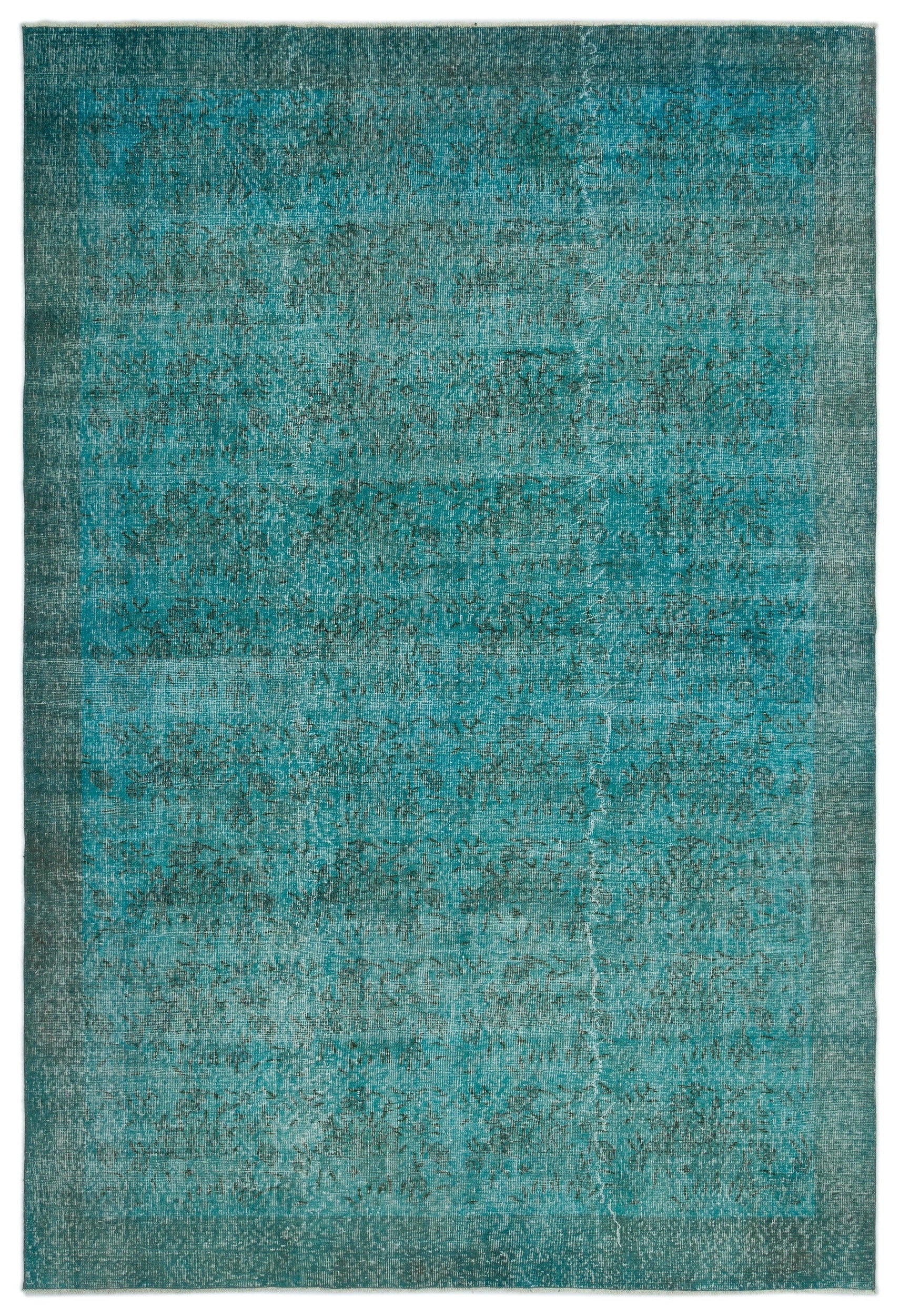 Atina Turquoise Vintage Wool Handmade Area Rug 6'11" x 10'1"