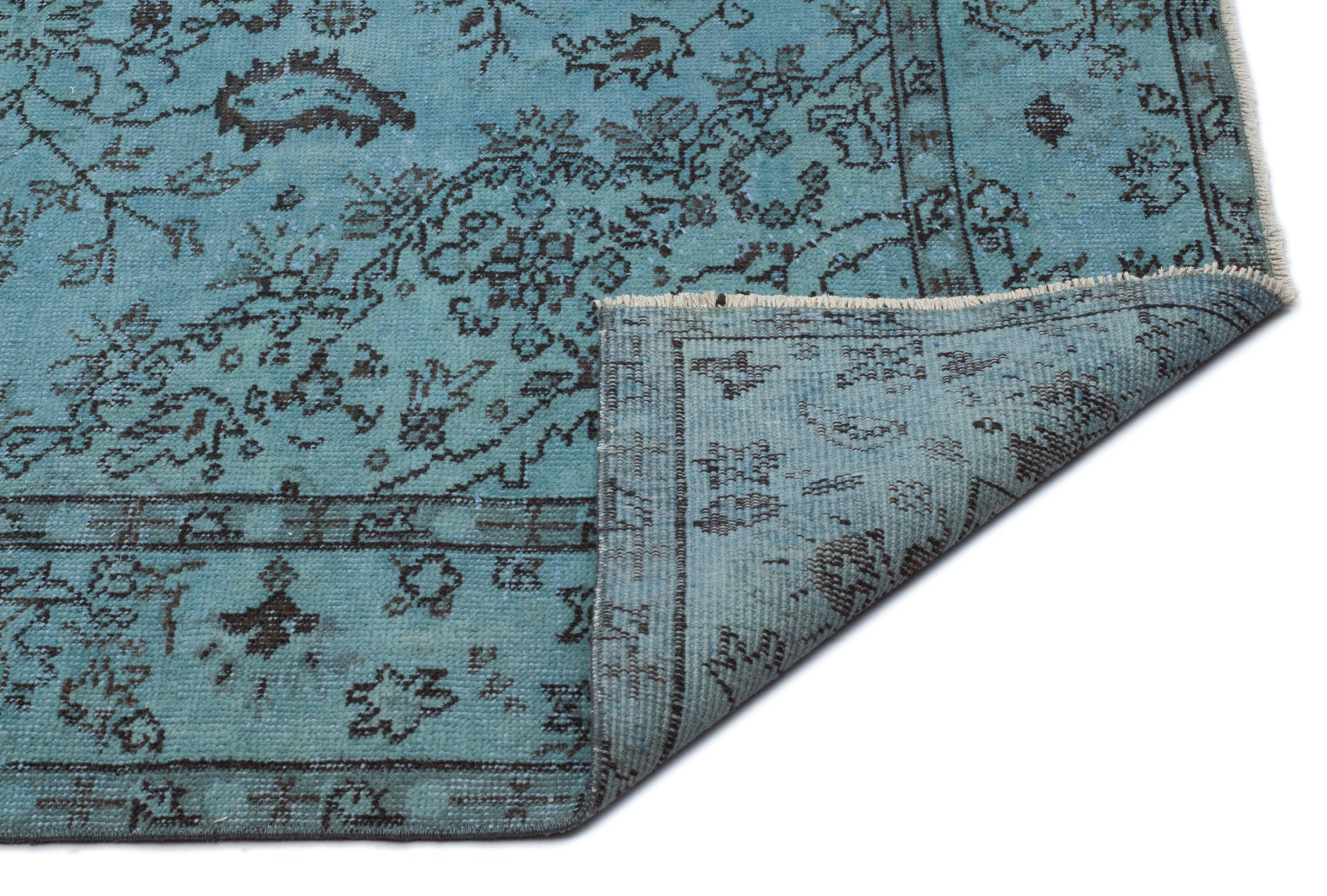 Atina Turquoise Vintage Wool Handmade Area Rug 5'5" x 9'5"