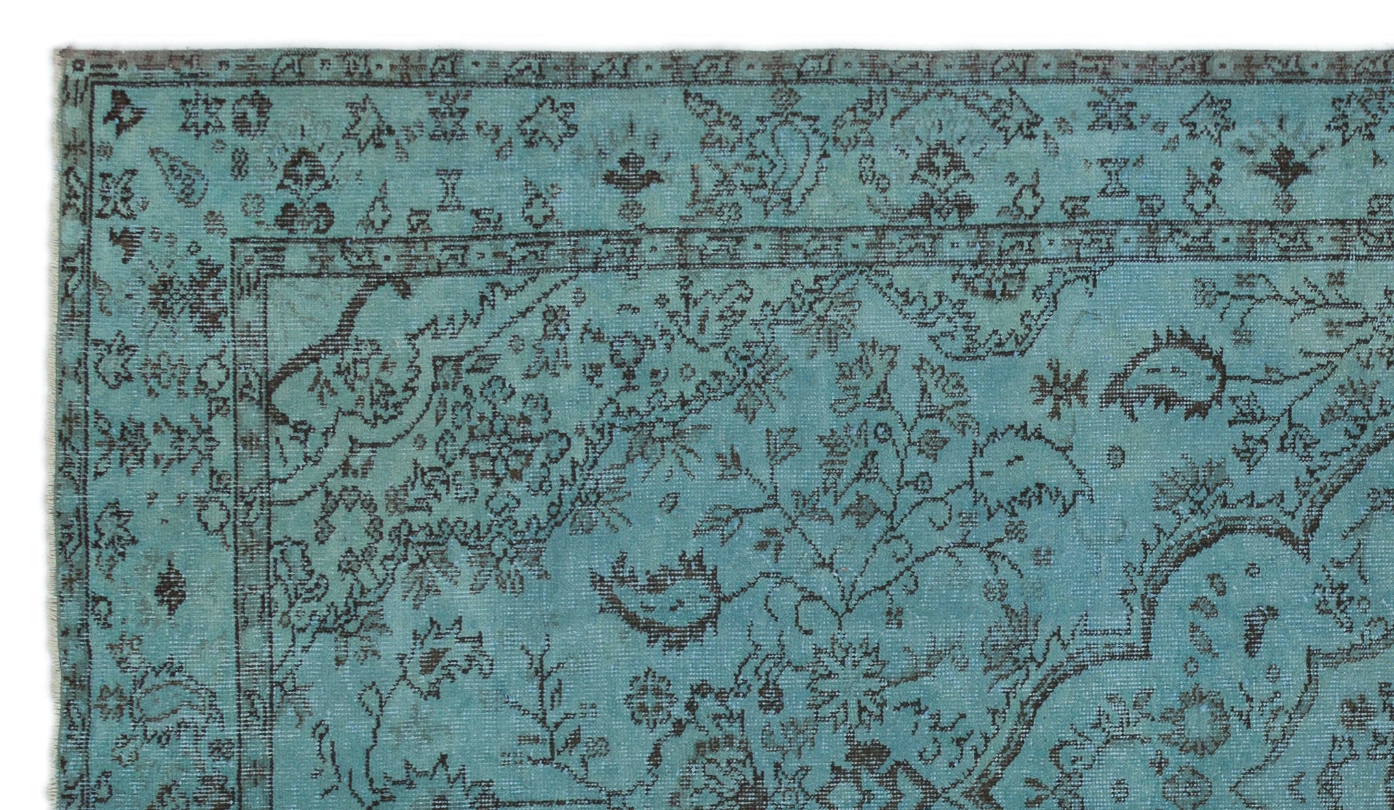 Atina Turquoise Vintage Wool Handmade Area Rug 5'5" x 9'5"
