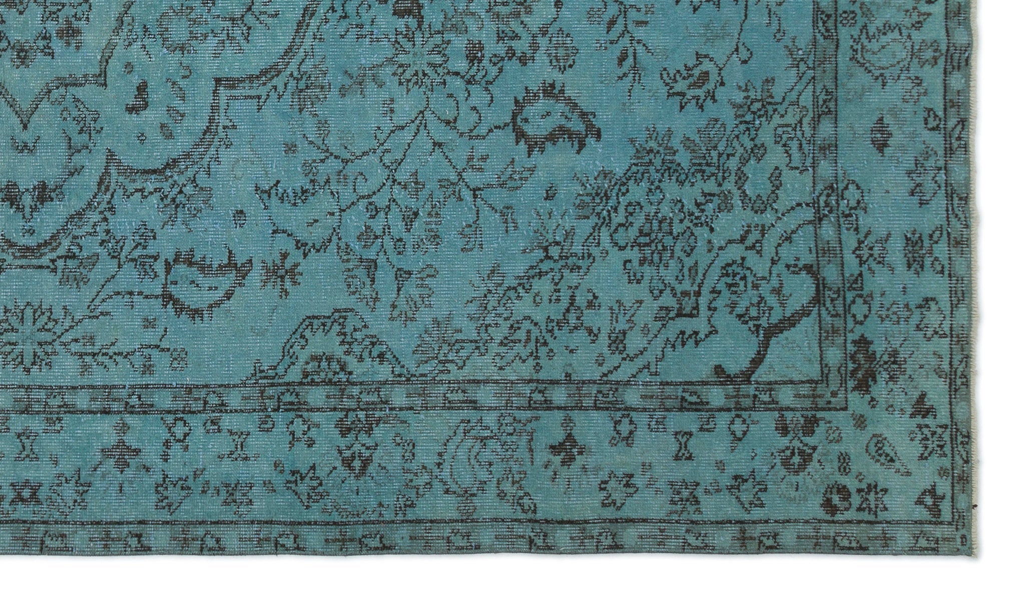 Atina Turquoise Vintage Wool Handmade Area Rug 5'5" x 9'5"