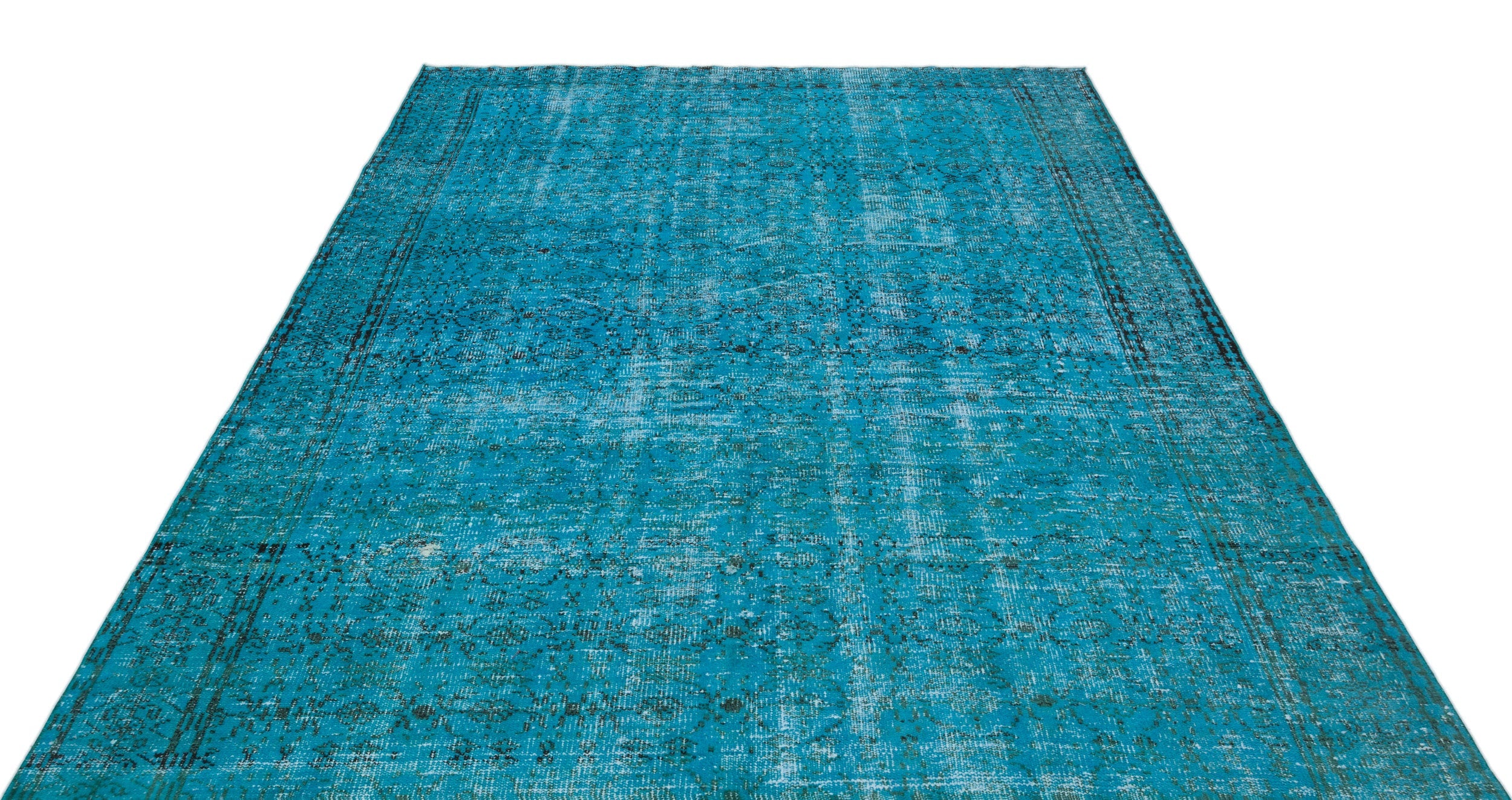 Atina Turquoise Vintage Wool Handmade Area Rug 6'7" x 9'5"