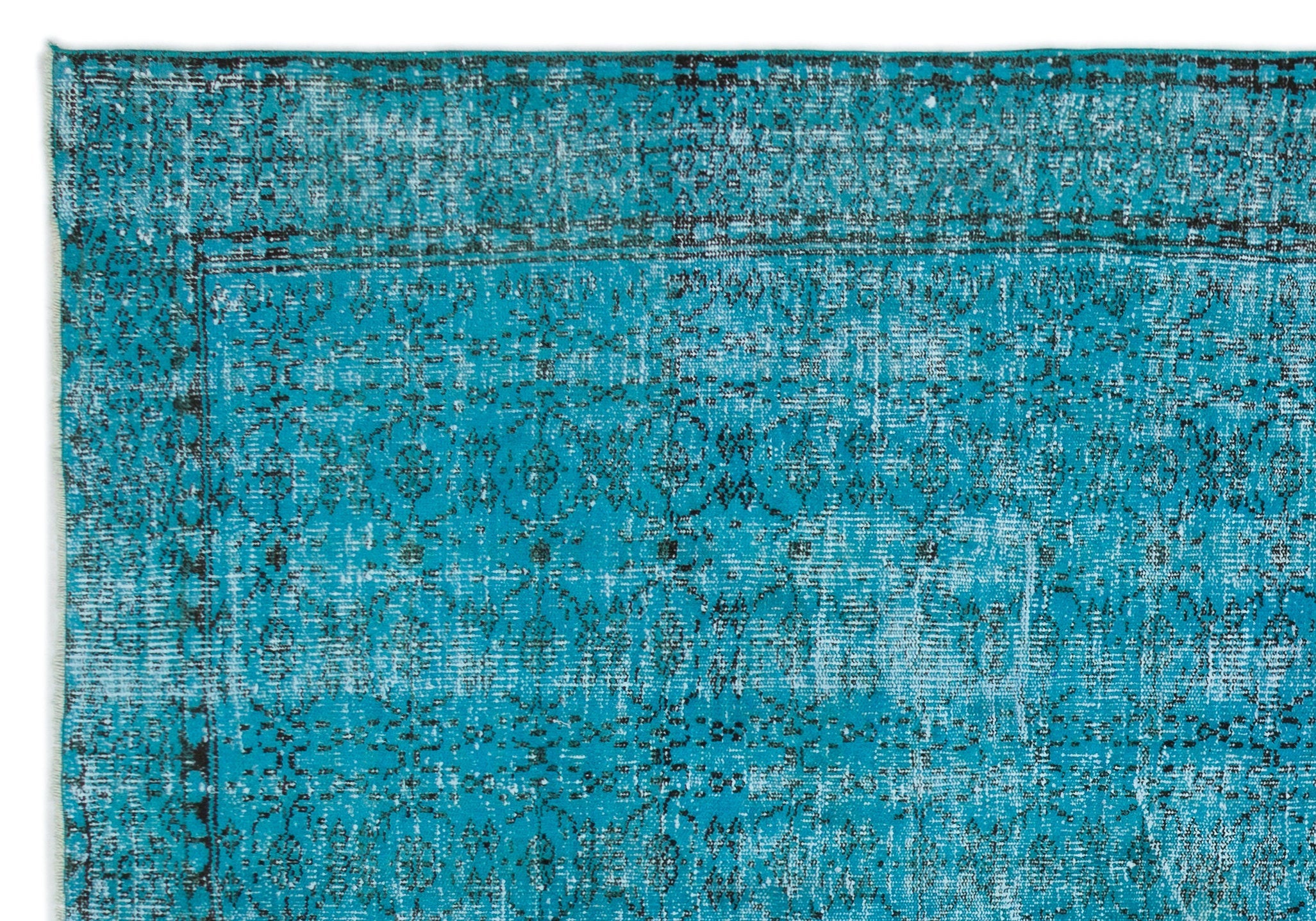 Atina Turquoise Vintage Wool Handmade Area Rug 6'7" x 9'5"