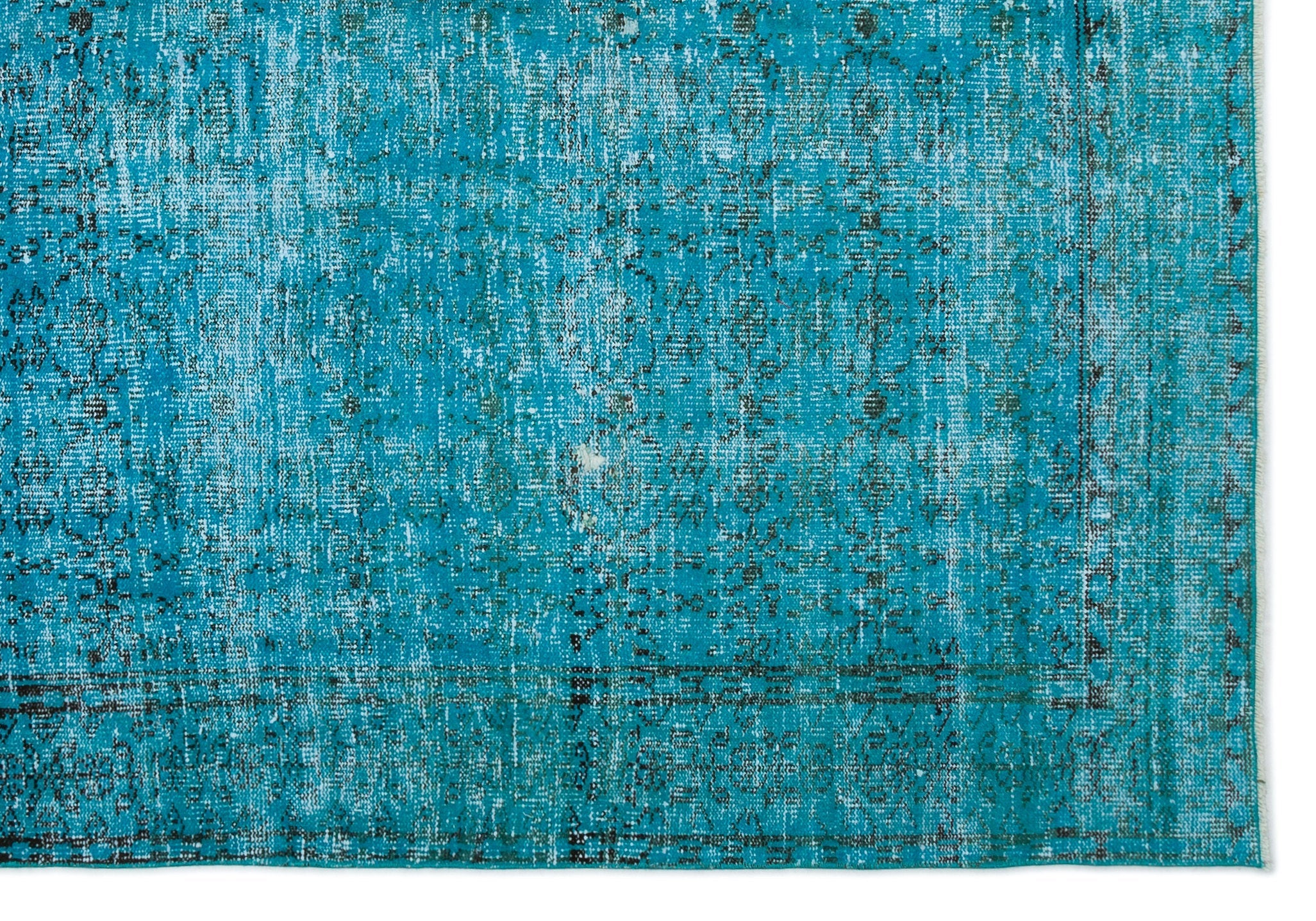 Atina Turquoise Vintage Wool Handmade Area Rug 6'7" x 9'5"
