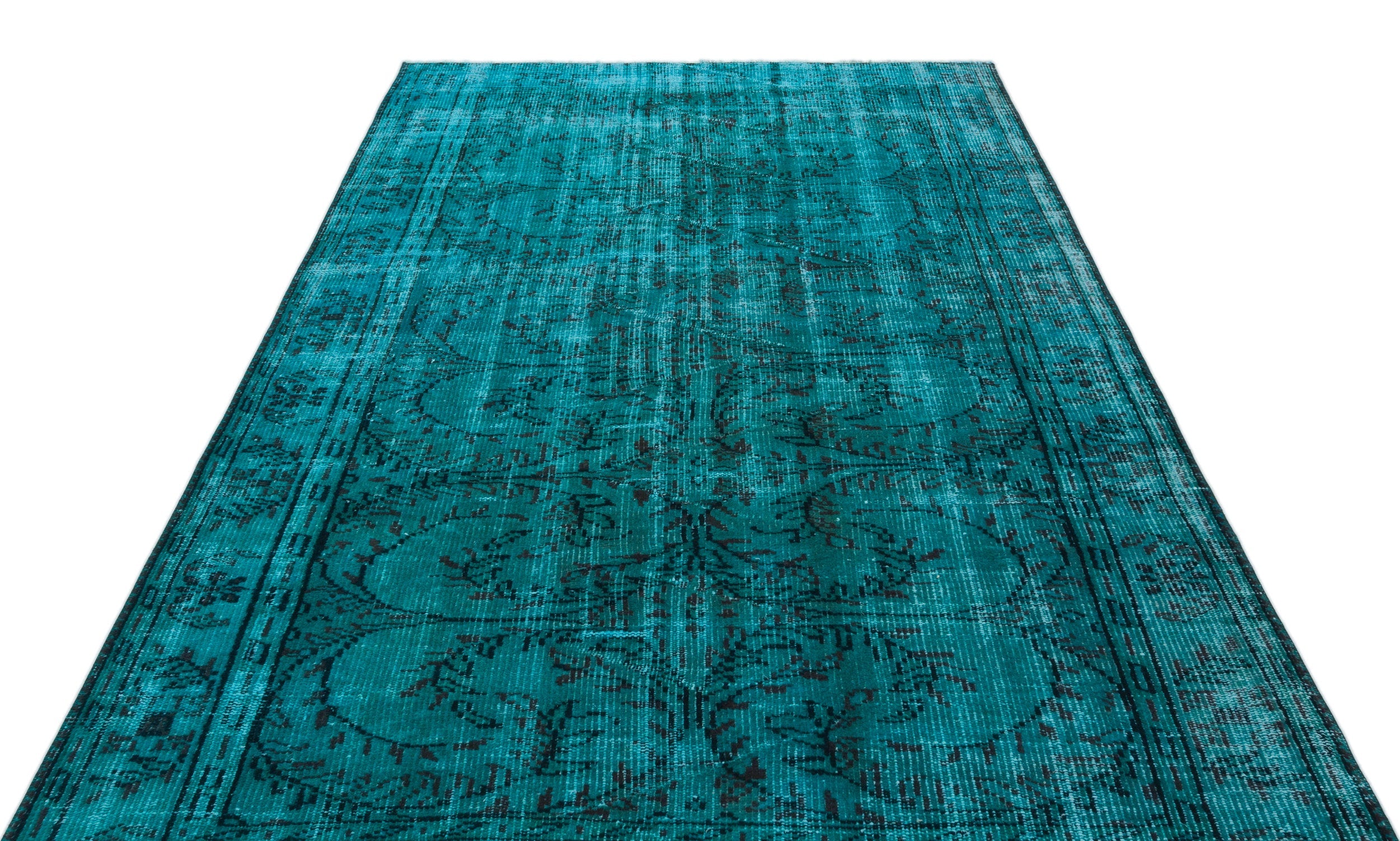Atina Turquoise Vintage Wool Handmade Area Rug 5'10" x 8'0"