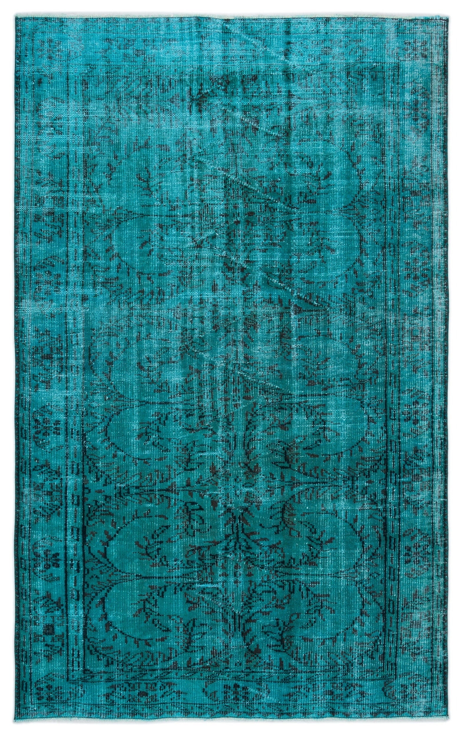Atina Turquoise Vintage Wool Handmade Area Rug 5'10" x 8'0"