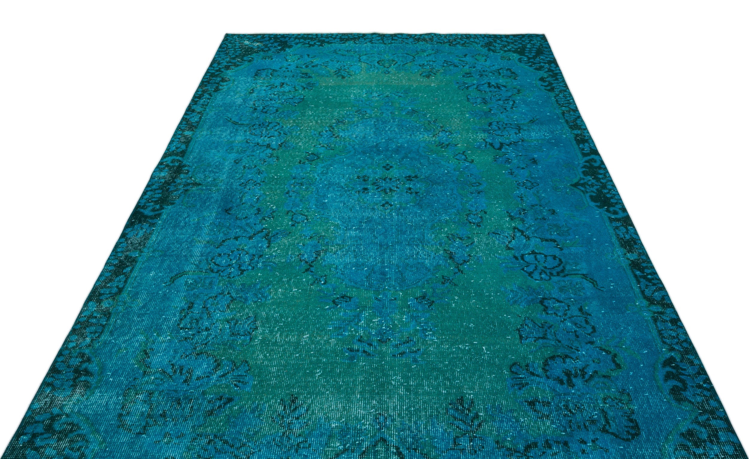 Atina Turquoise Vintage Wool Handmade Area Rug 5'9" x 9'8"