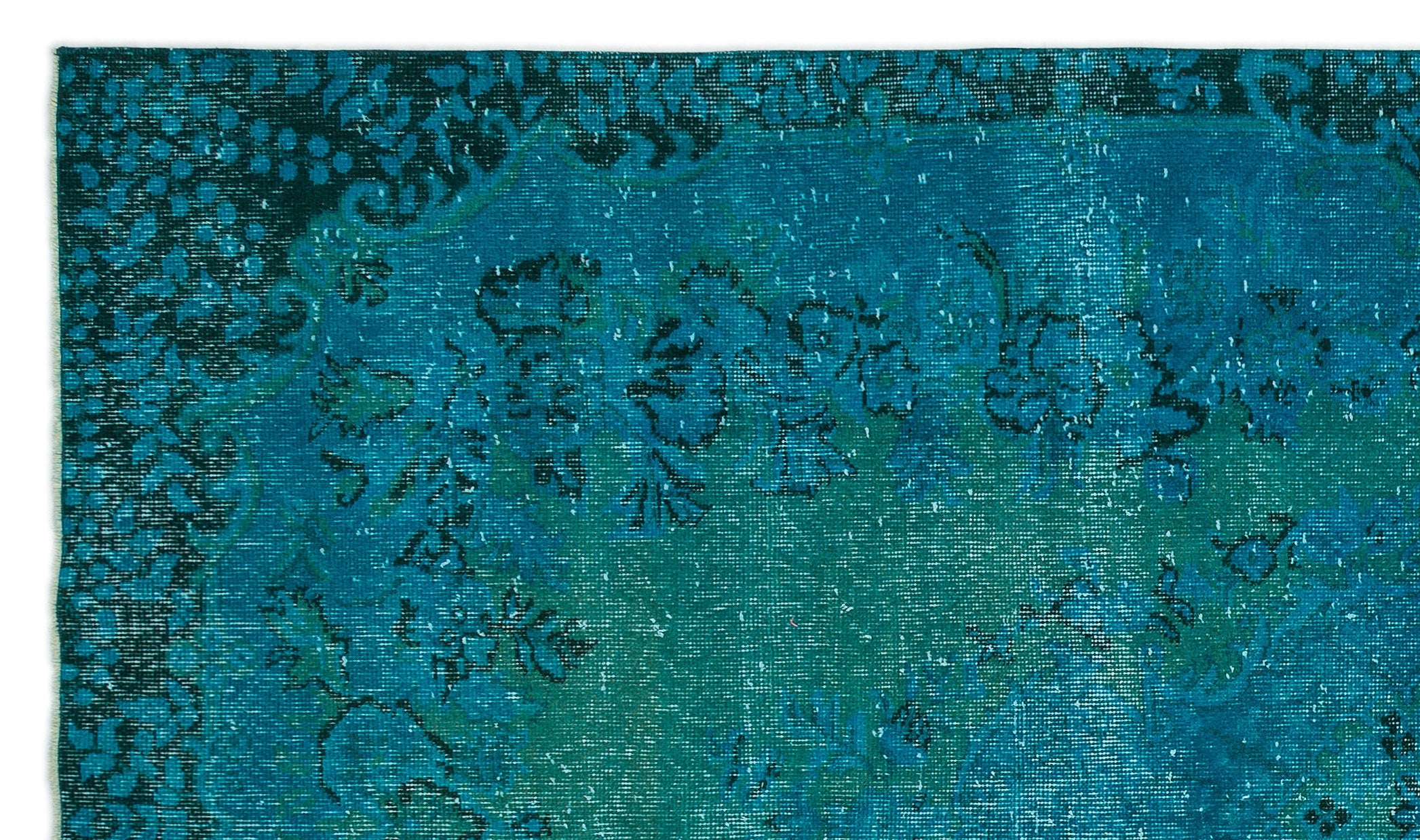 Atina Turquoise Vintage Wool Handmade Area Rug 5'9" x 9'8"