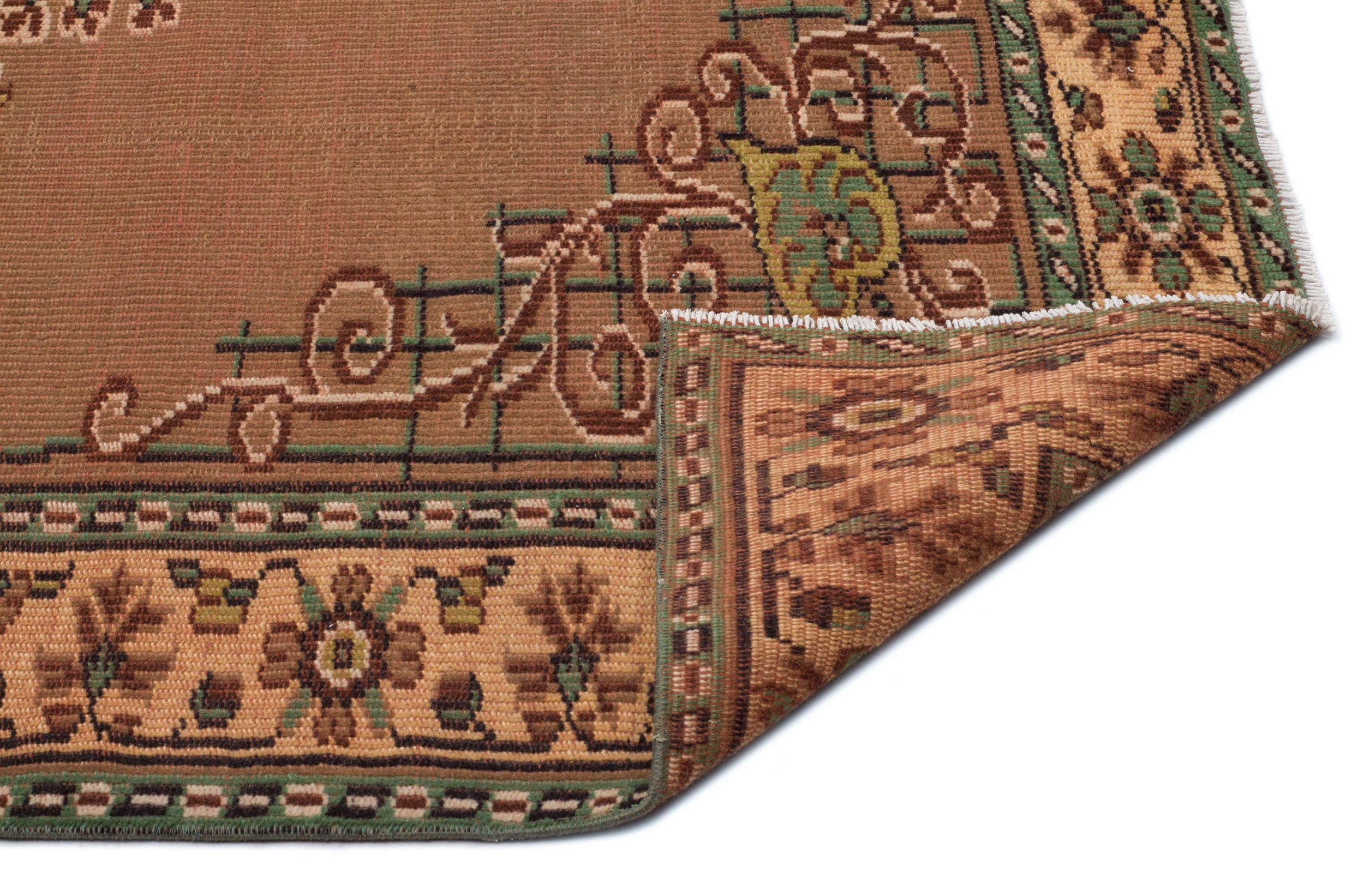 Atina Brown Vintage Wool Handmade Area Rug 6'1" x 8'11"