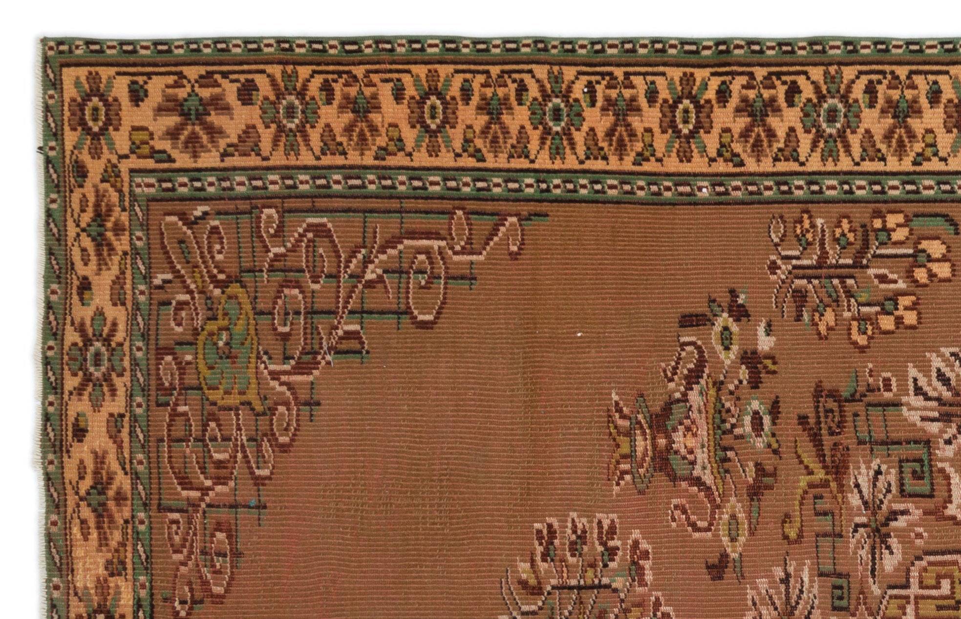 Atina Brown Vintage Wool Handmade Area Rug 6'1" x 8'11"