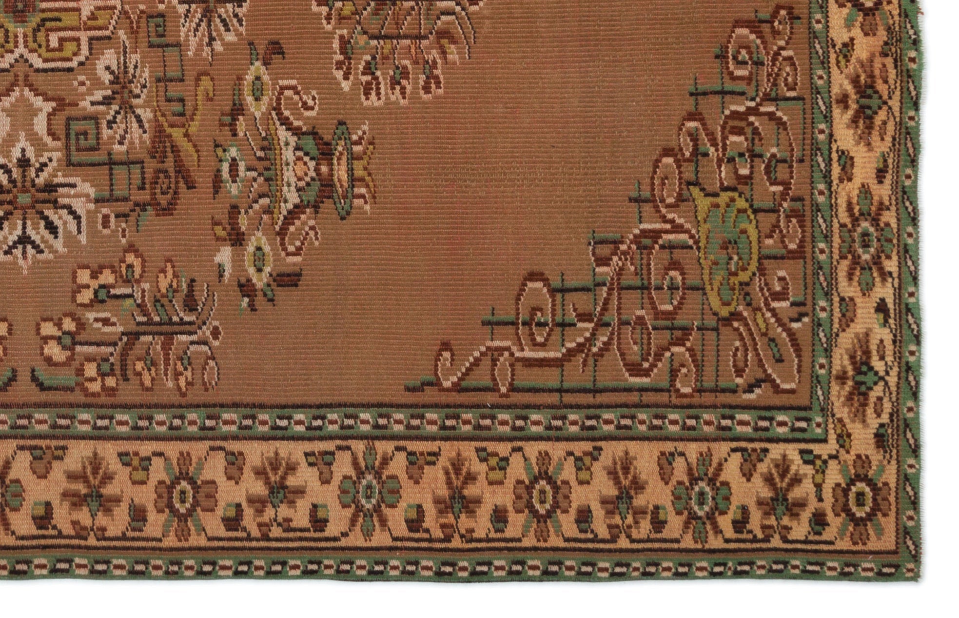 Atina Brown Vintage Wool Handmade Area Rug 6'1" x 8'11"