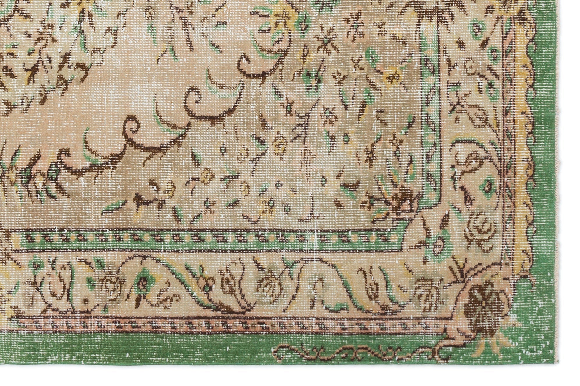 Atina Beige Classic Wool Handmade Area Rug 5'11" x 9'3"