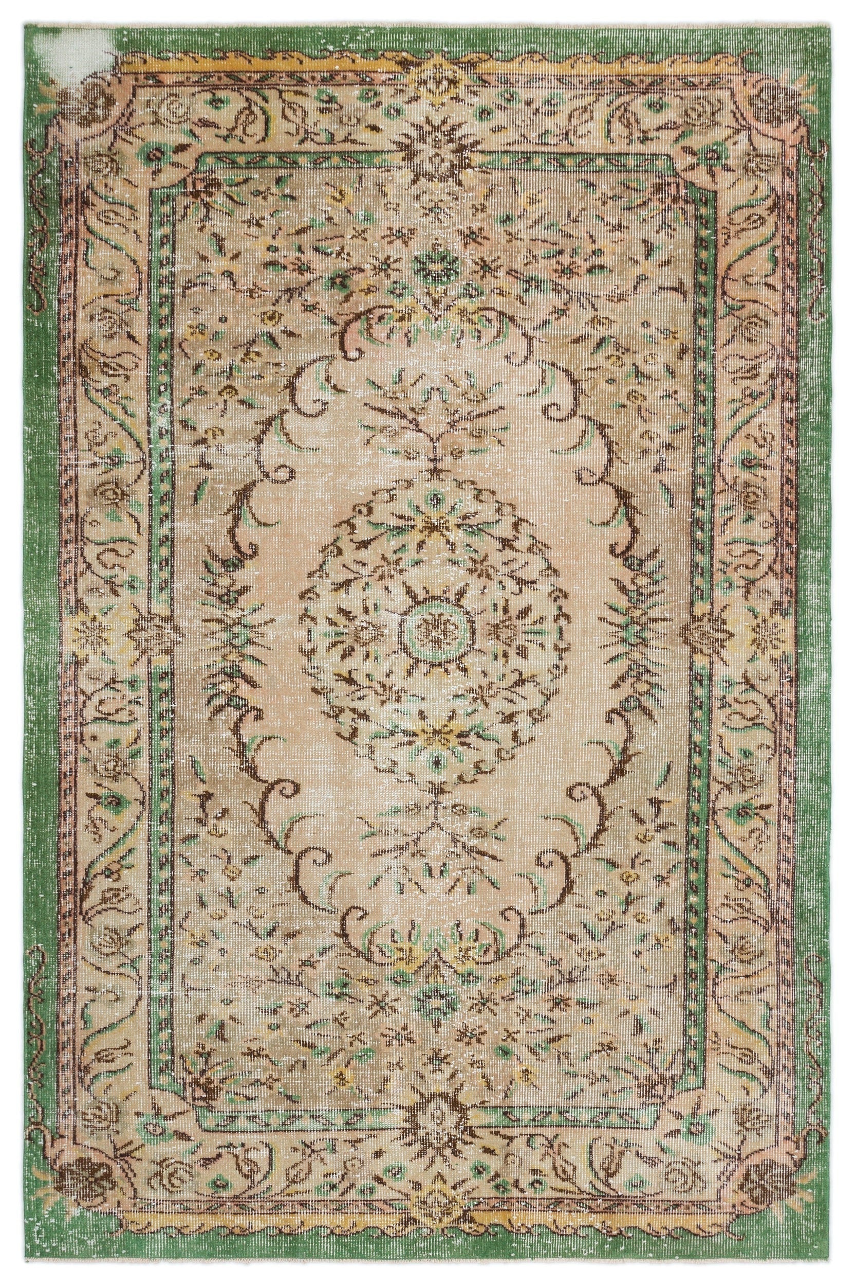Atina Beige Classic Wool Handmade Area Rug 5'11" x 9'3"