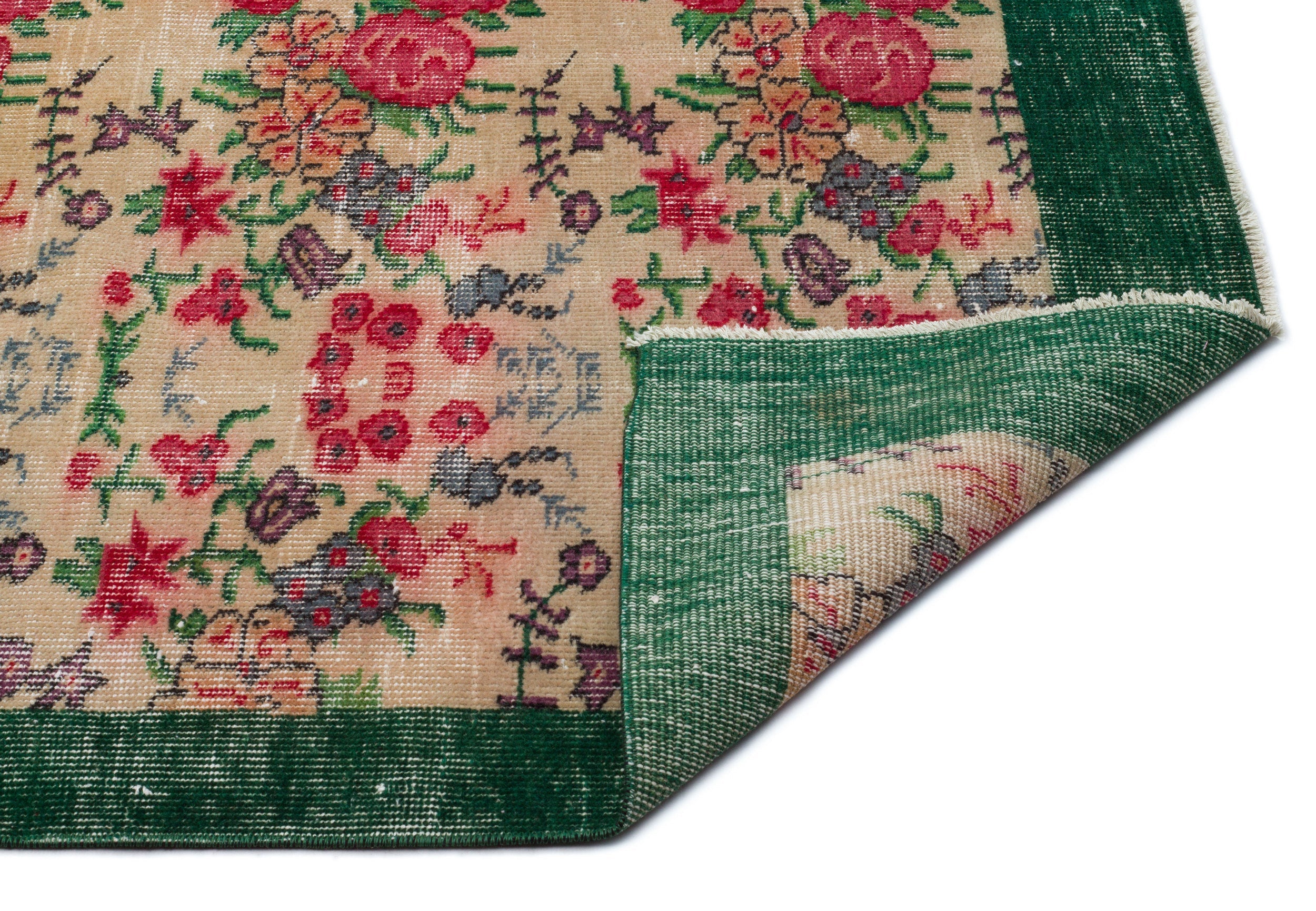 Atina Cream Vintage Wool Handmade Area Rug 5'11" x 9'10"