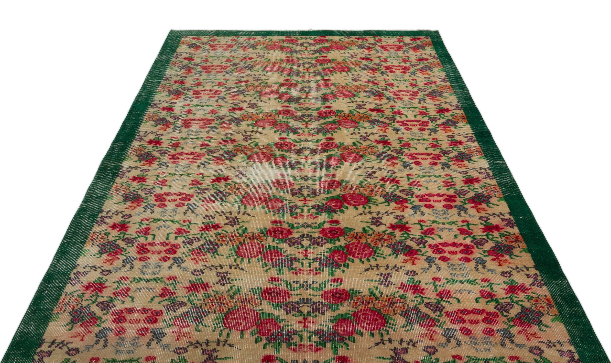 Atina Cream Vintage Wool Handmade Area Rug 5'11" x 9'10"