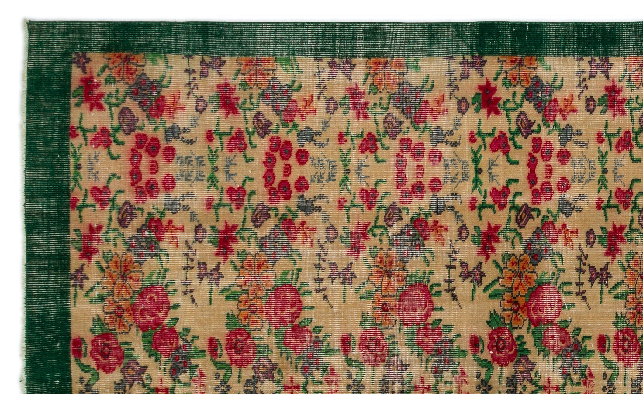 Atina Cream Vintage Wool Handmade Area Rug 5'11" x 9'10"