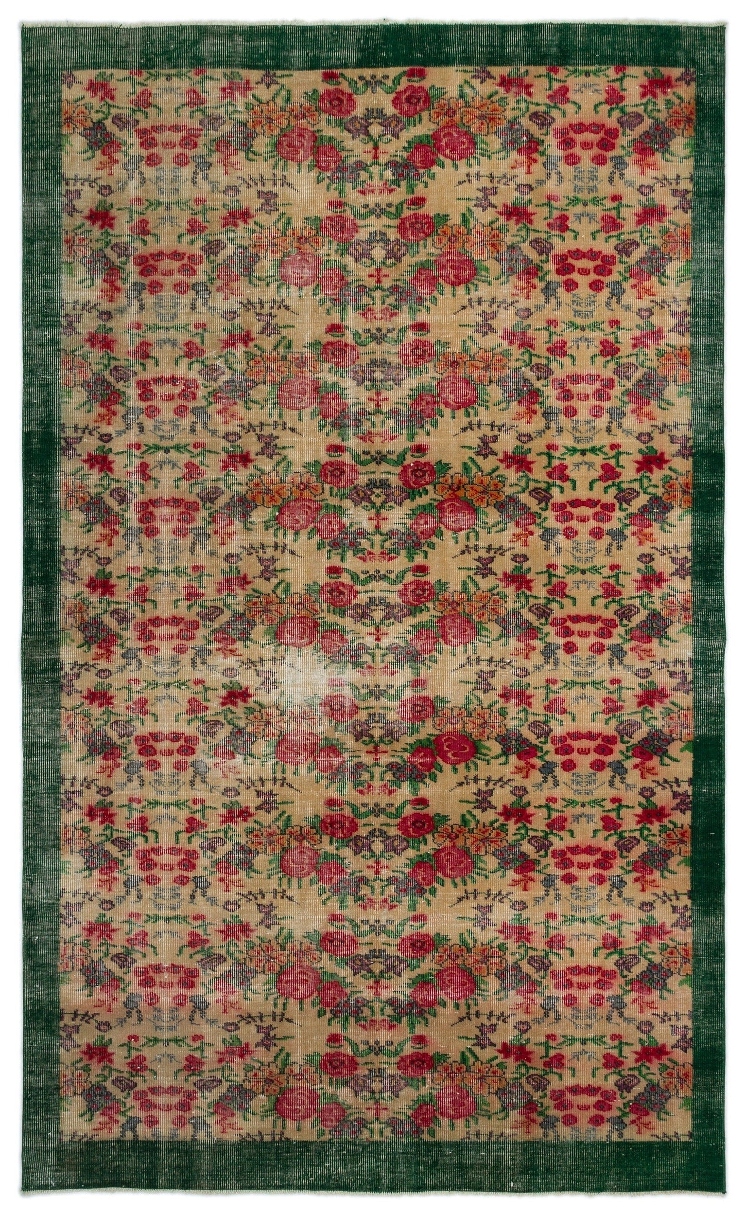 Atina Cream Vintage Wool Handmade Area Rug 5'11" x 9'10"