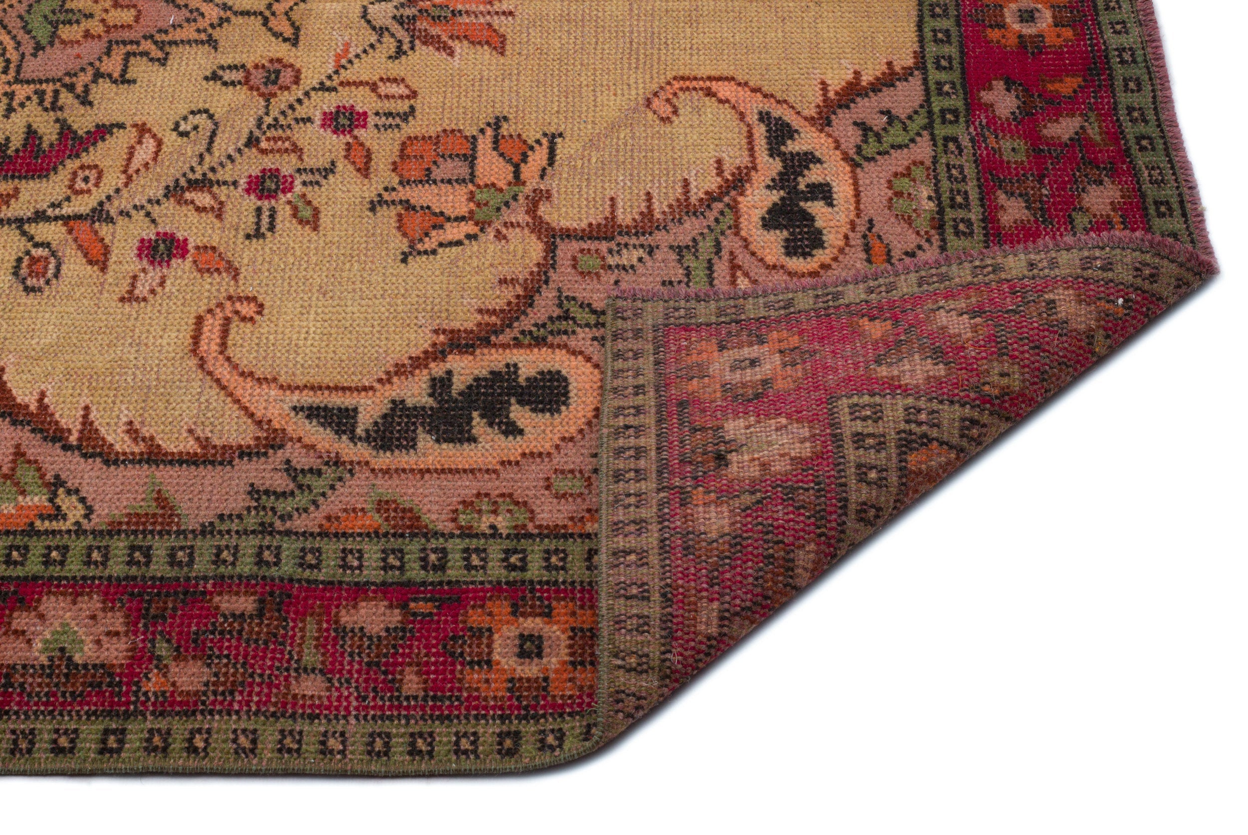 Atina Brown Vintage Wool Handmade Area Rug 5'5" x 8'3"