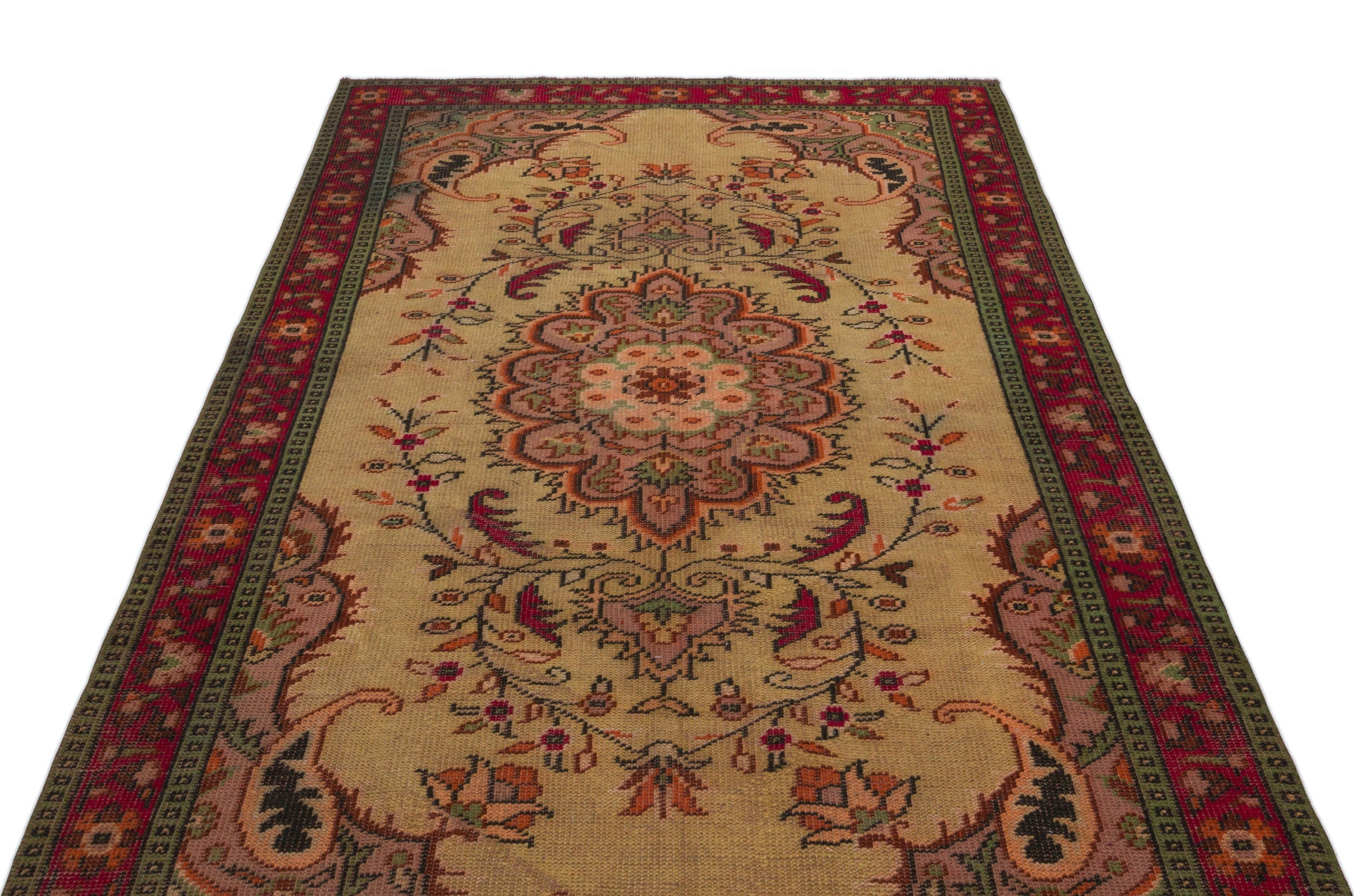 Atina Brown Vintage Wool Handmade Area Rug 5'5" x 8'3"