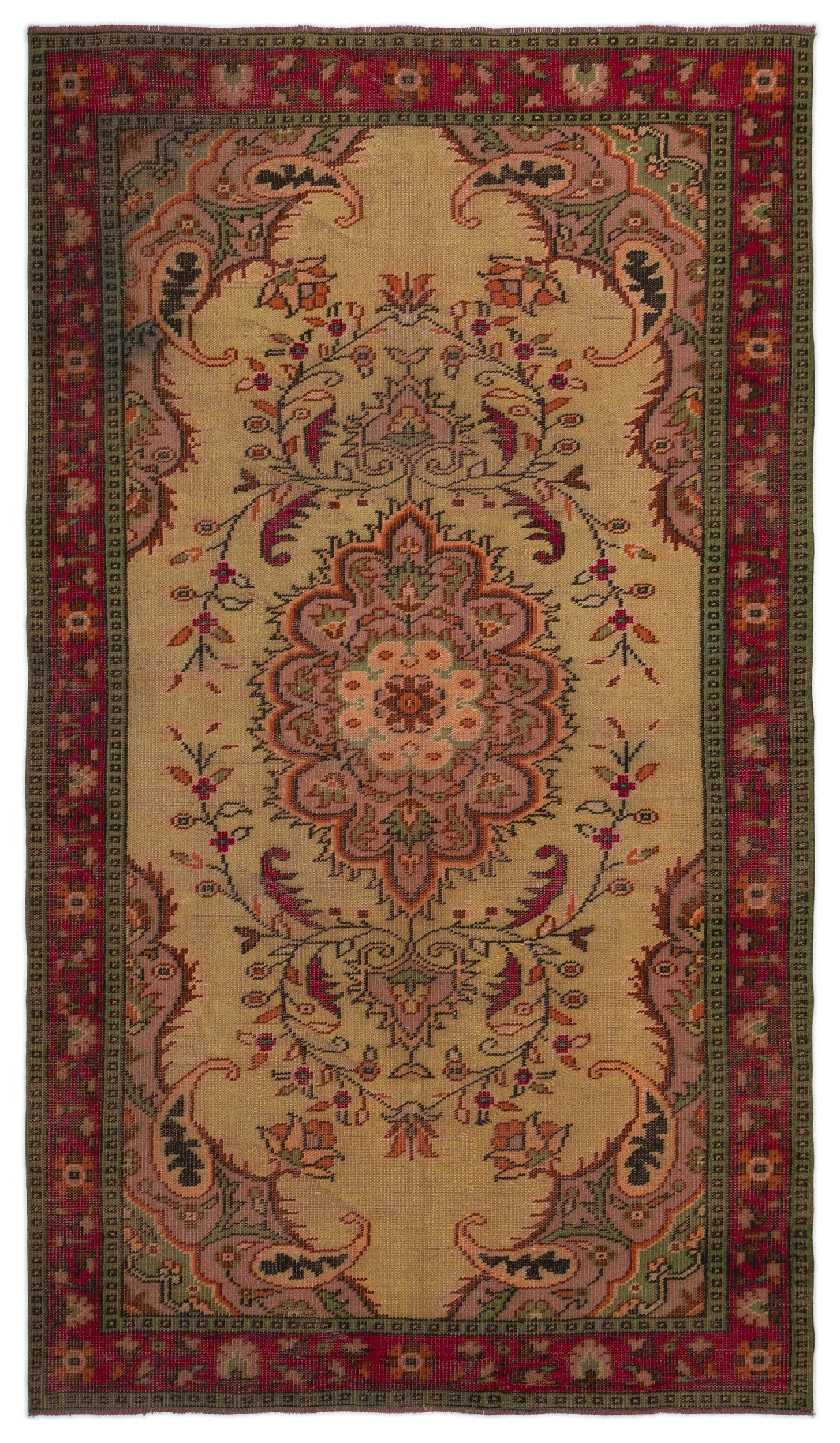 Atina Brown Vintage Wool Handmade Area Rug 5'5" x 8'3"