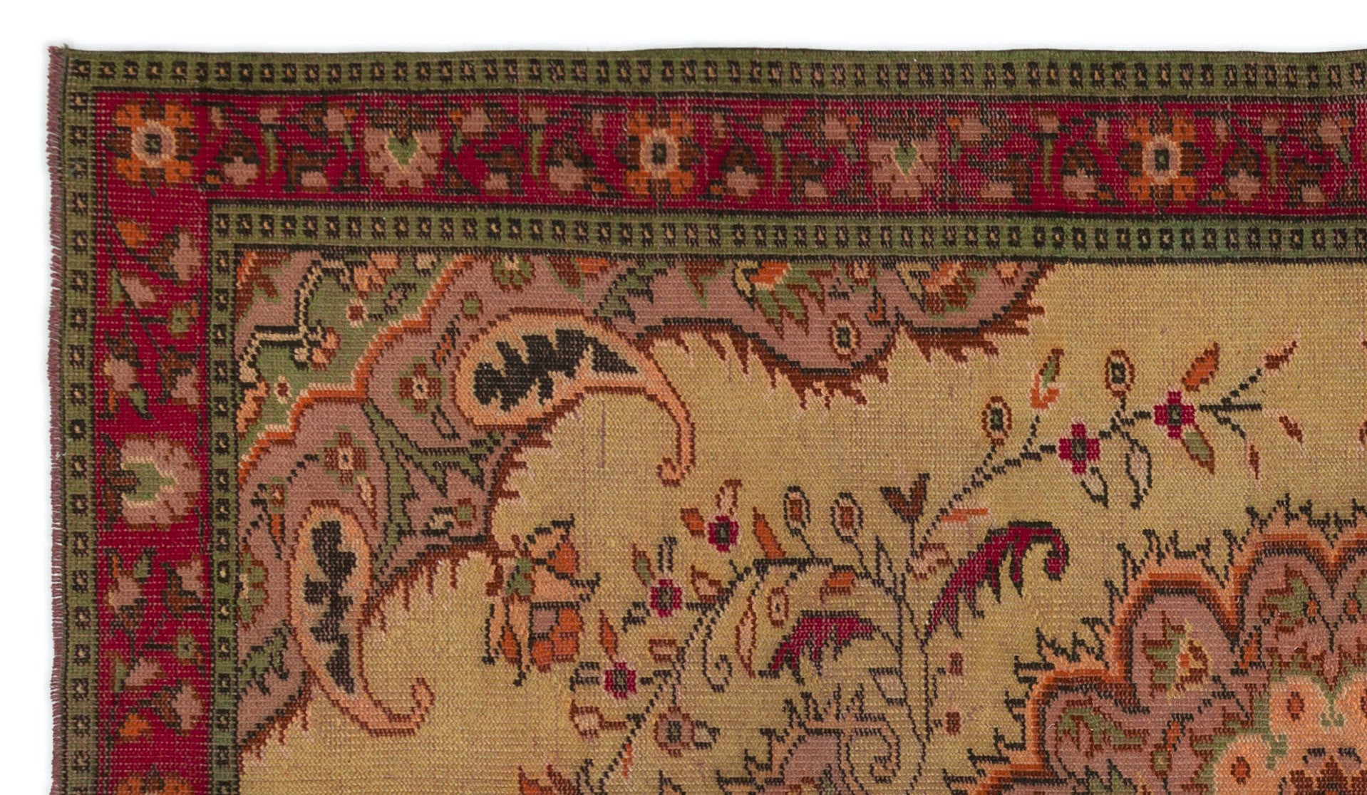 Atina Brown Vintage Wool Handmade Area Rug 5'5" x 8'3"