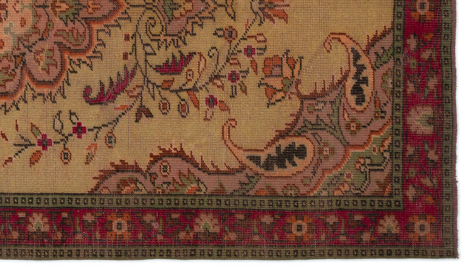 Atina Brown Vintage Wool Handmade Area Rug 5'5" x 8'3"