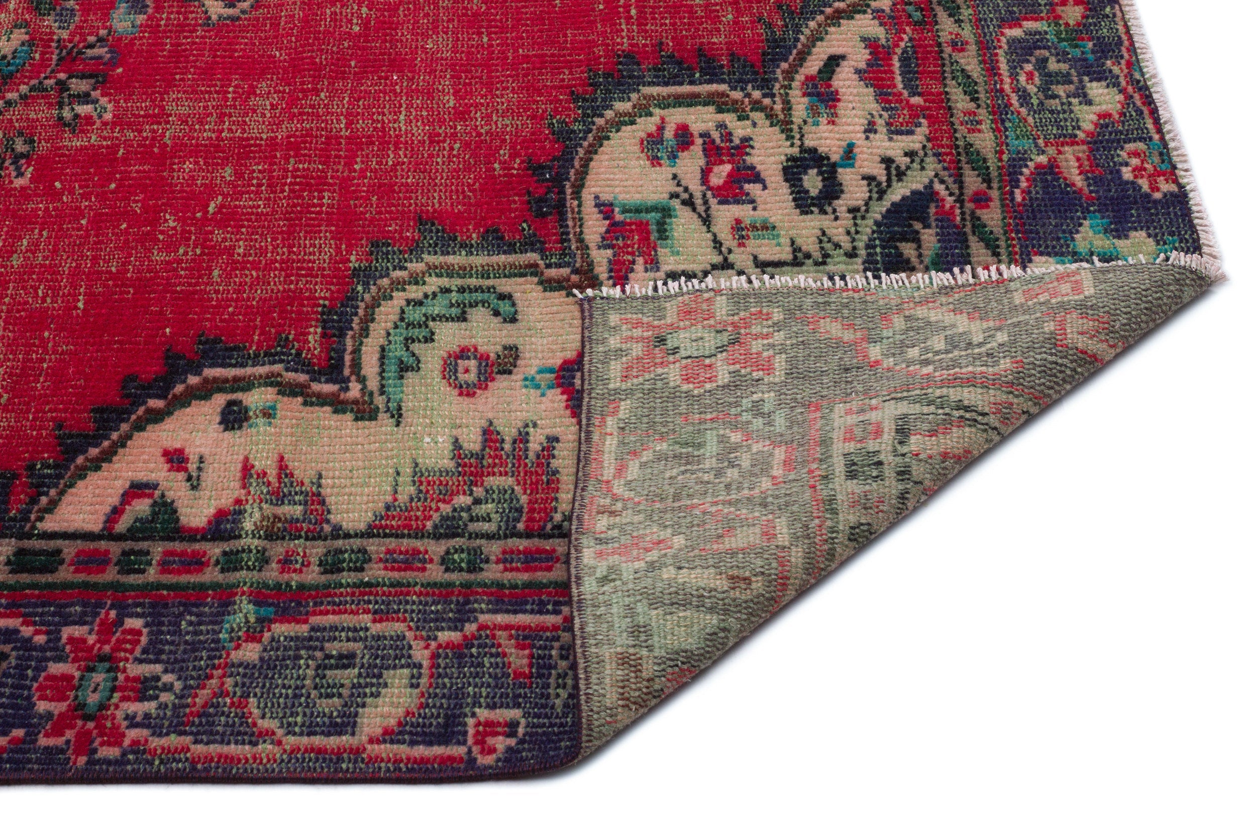 Atina Red Vintage Wool Handmade Area Rug 5'5" x 8'4"