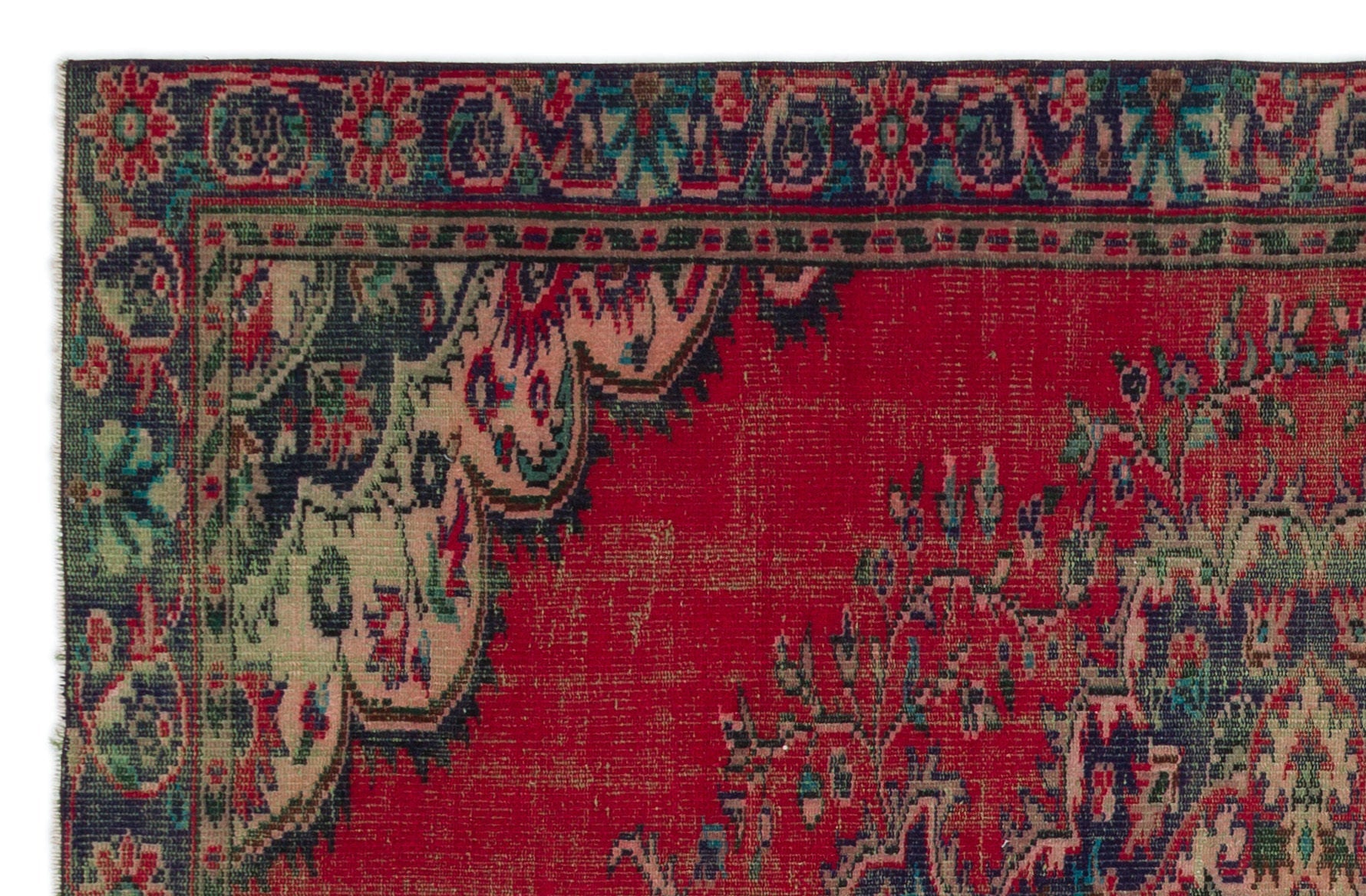 Atina Red Vintage Wool Handmade Area Rug 5'5" x 8'4"